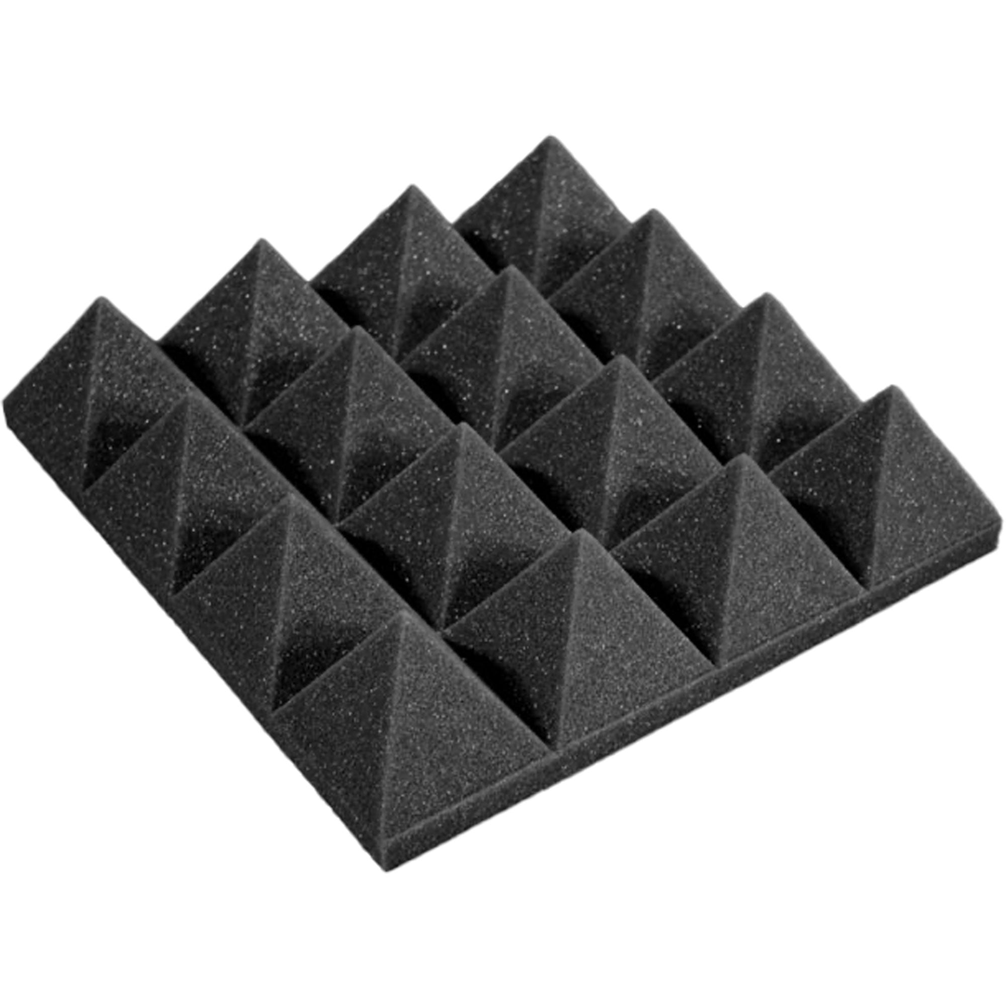 Performance Audio 12" x 12" x 3" Pyramid Acoustic Foam Tile (Charcoal, 48 Pack)
