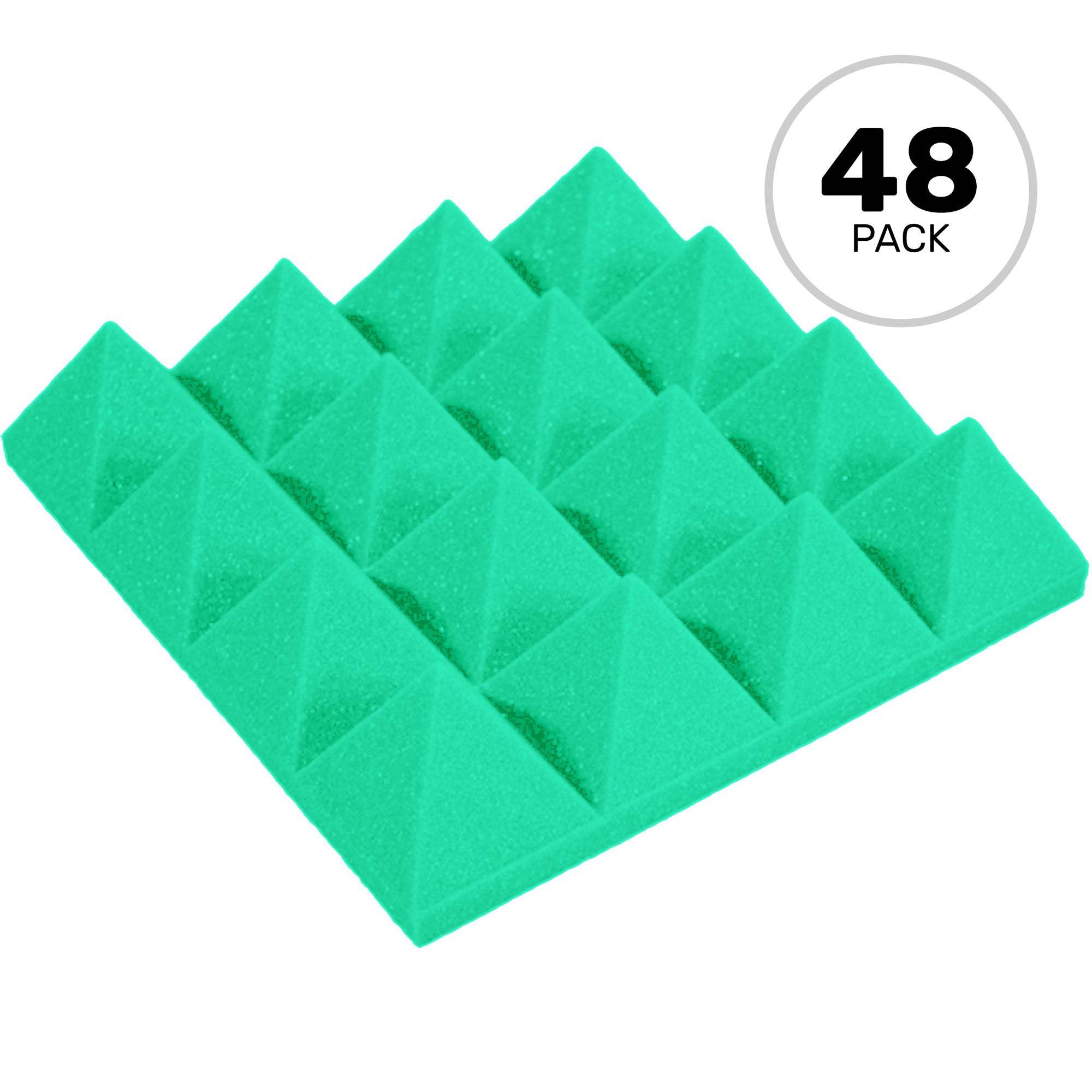 Performance Audio 12" x 12" x 3" Pyramid Acoustic Foam Tile (Kelly Green, 48 Pack) Image 2
