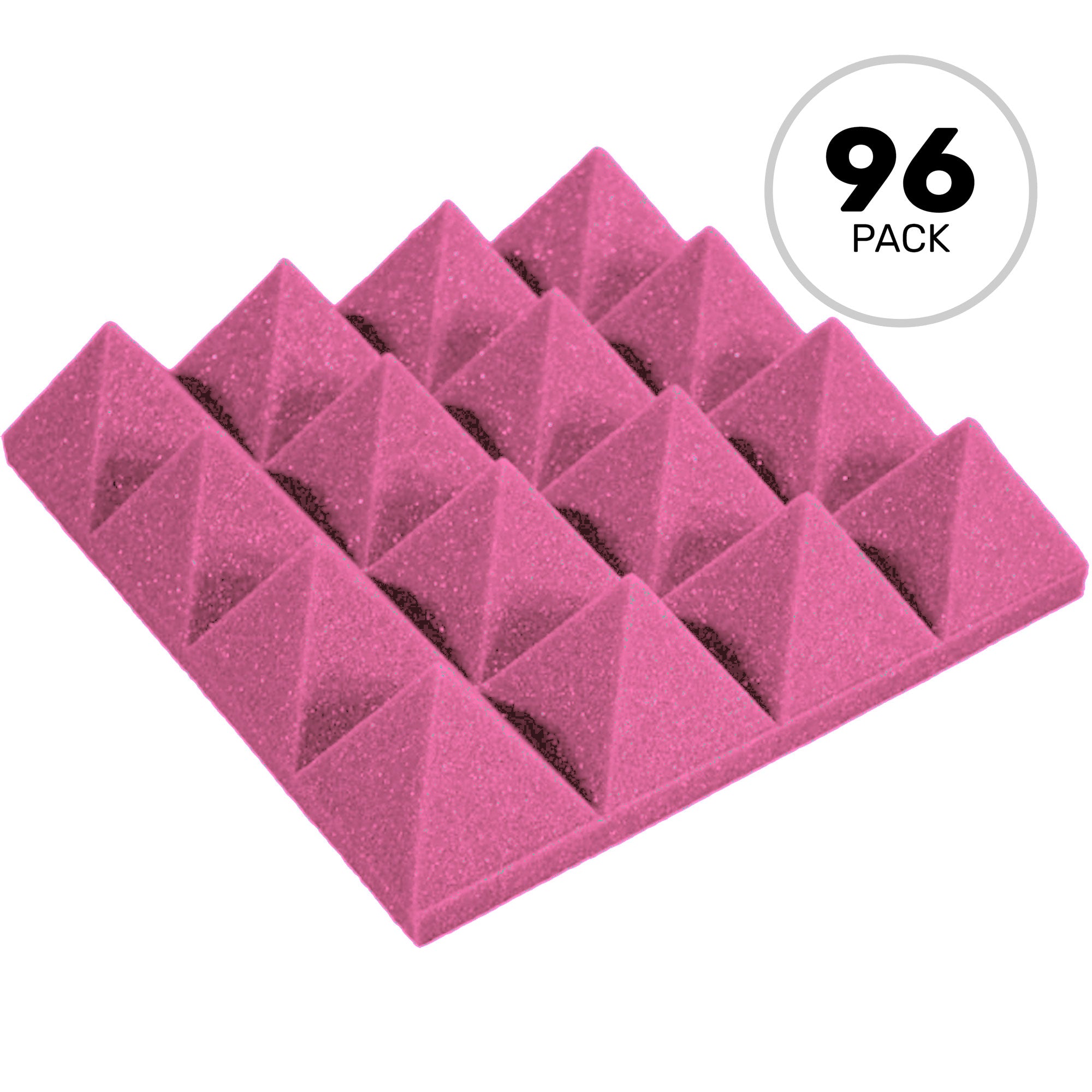 Performance Audio 12" x 12" x 3" Pyramid Acoustic Foam Tile (Plum, 96 Pack)