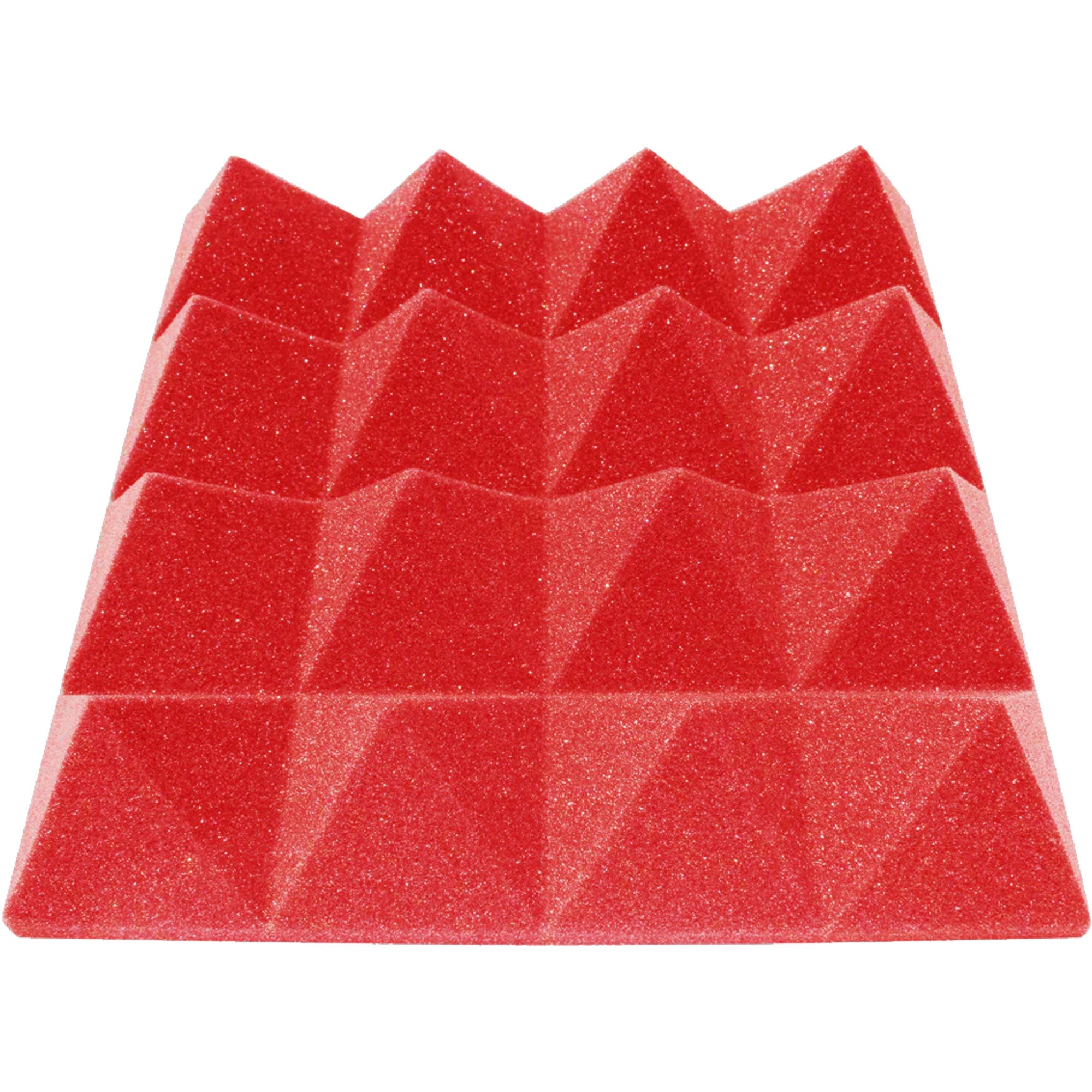 Performance Audio 12" x 12" x 3" Pyramid Acoustic Foam Tile (Red, 48 Pack)