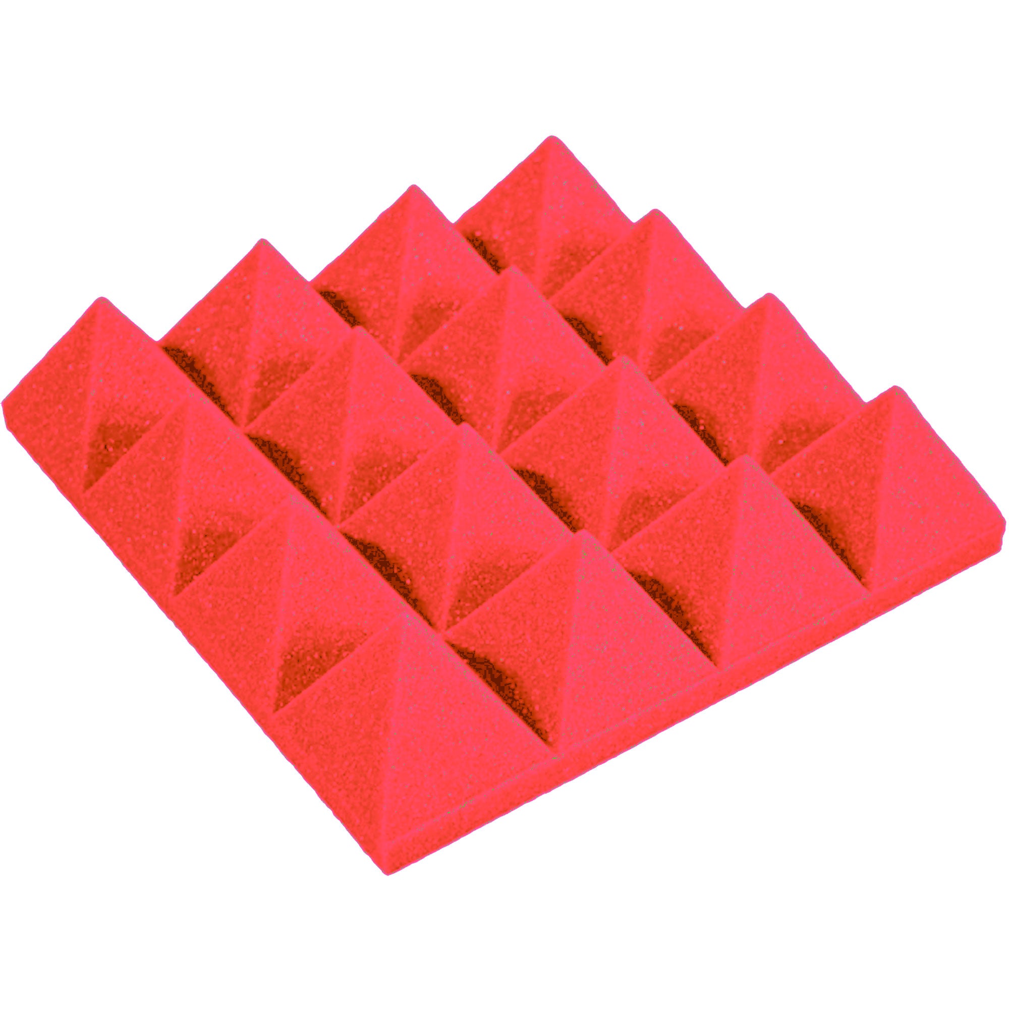 Performance Audio 12" x 12" x 3" Pyramid Acoustic Foam Tile (Red, 48 Pack)
