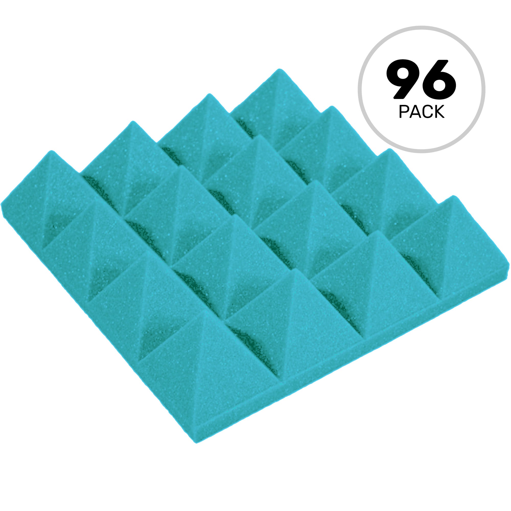 Performance Audio 12" x 12" x 3" Pyramid Acoustic Foam Tile (Teal, 96 Pack)