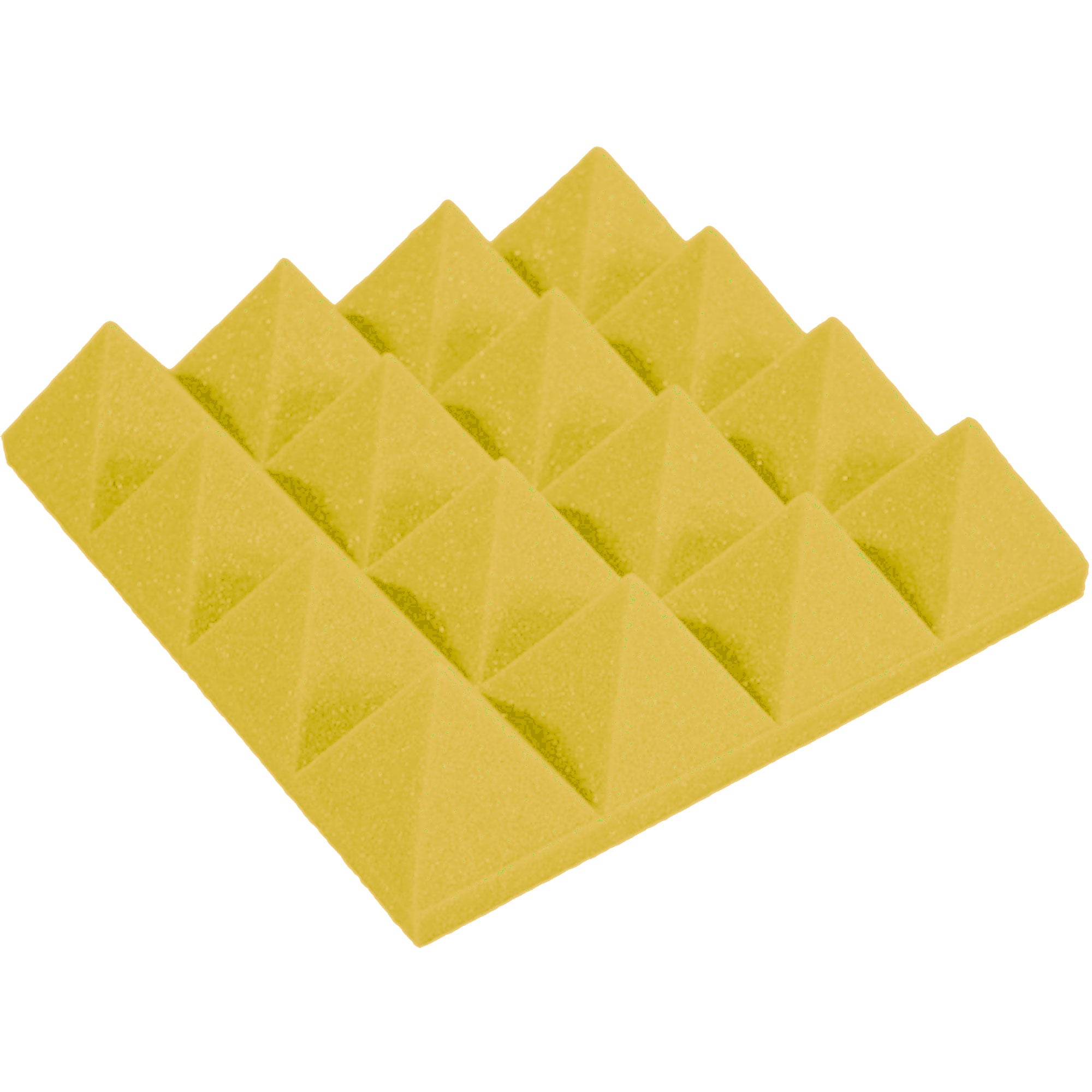 Performance Audio 12" x 12" x 3" Pyramid Acoustic Foam Tile (Yellow, 48 Pack)