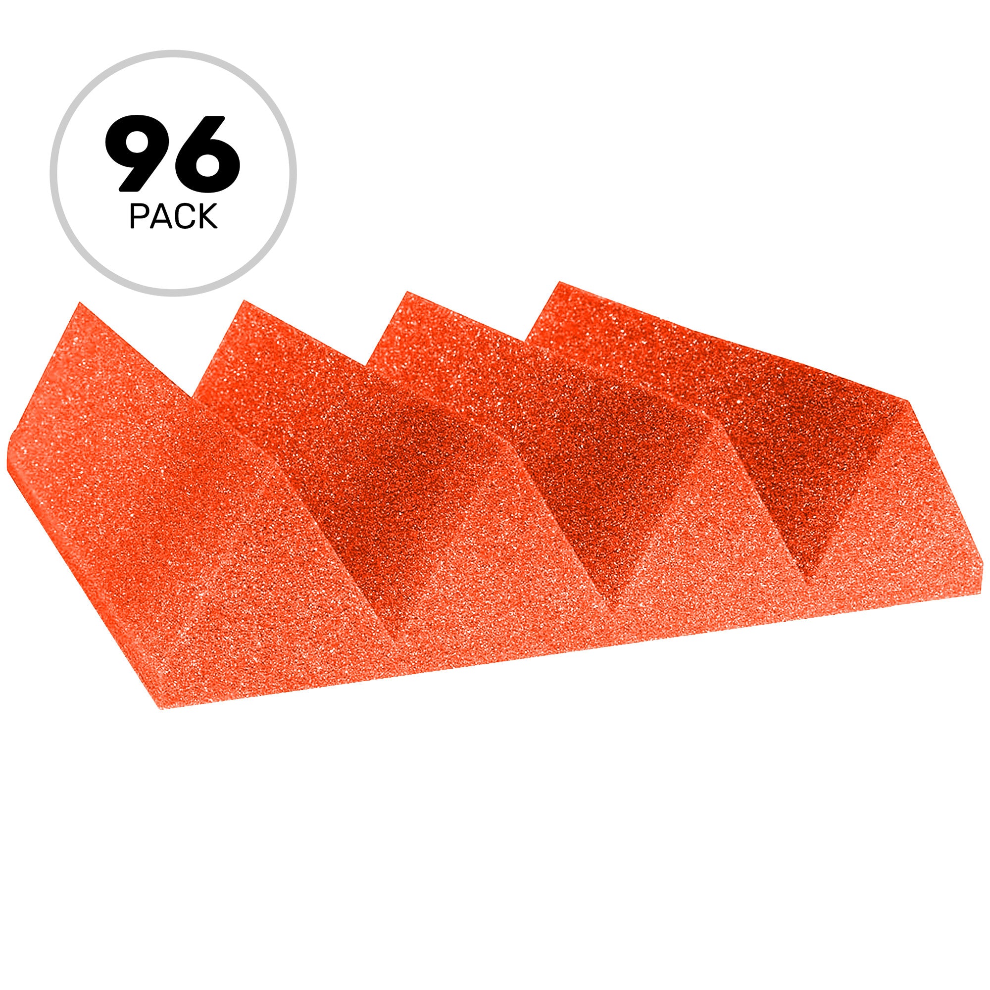 Performance Audio 12" x 12" x 3" Wedge Acoustic Foam Tile (Orange, 96 Pack)