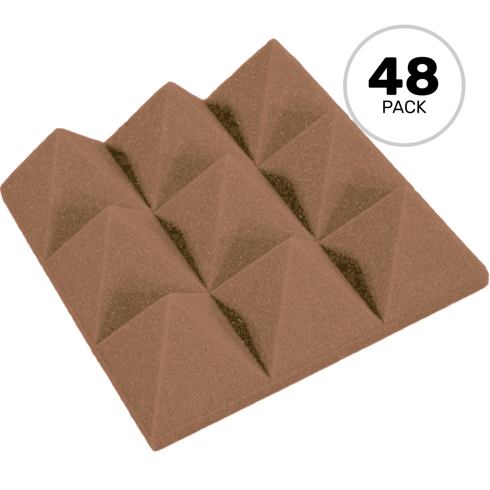 Performance Audio 12" x 12" x 4" Pyramid Acoustic Foam Tile (Brown, 48 Pack)