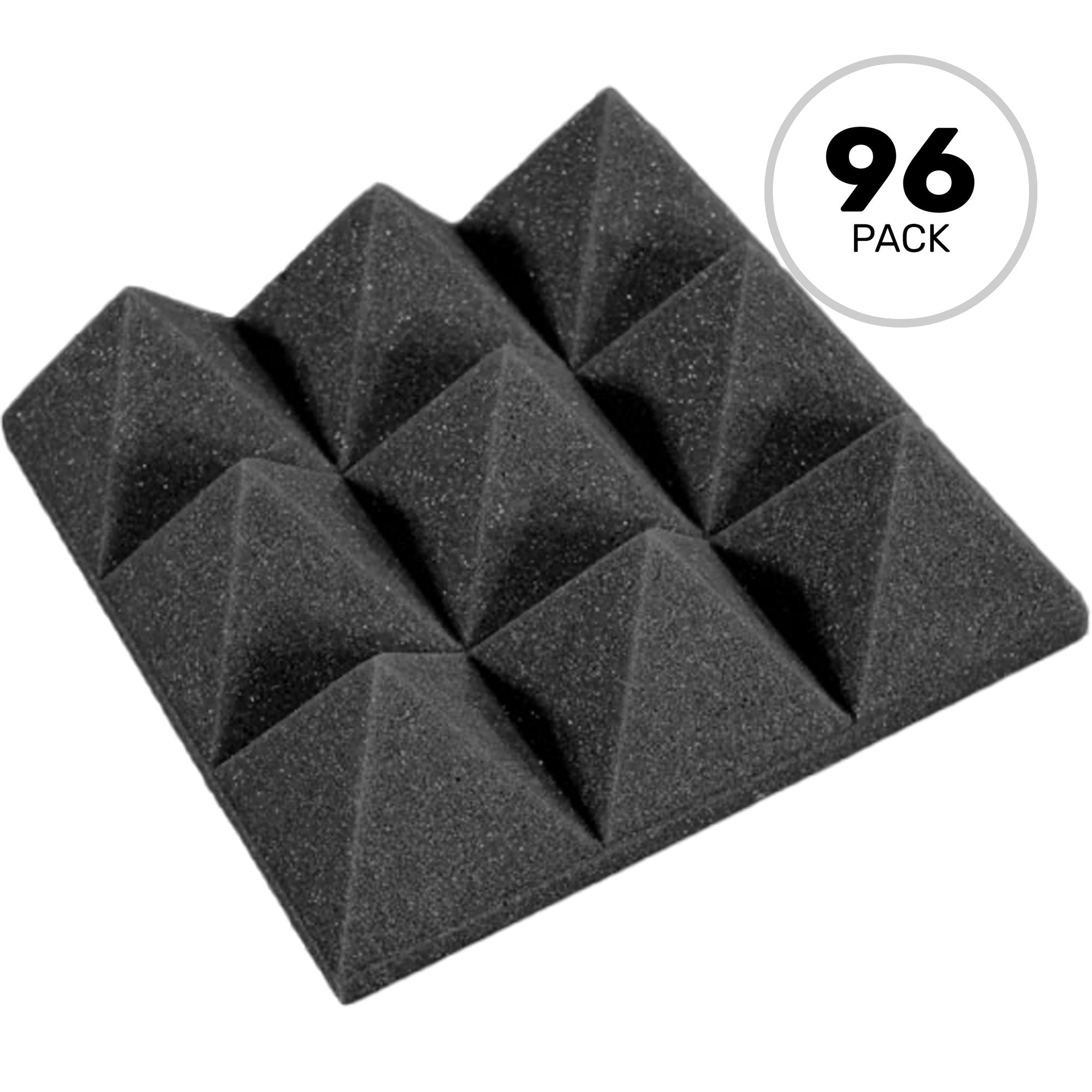 Performance Audio 12" x 12" x 4" Pyramid Acoustic Foam Tile (Charcoal, 96 Pack)