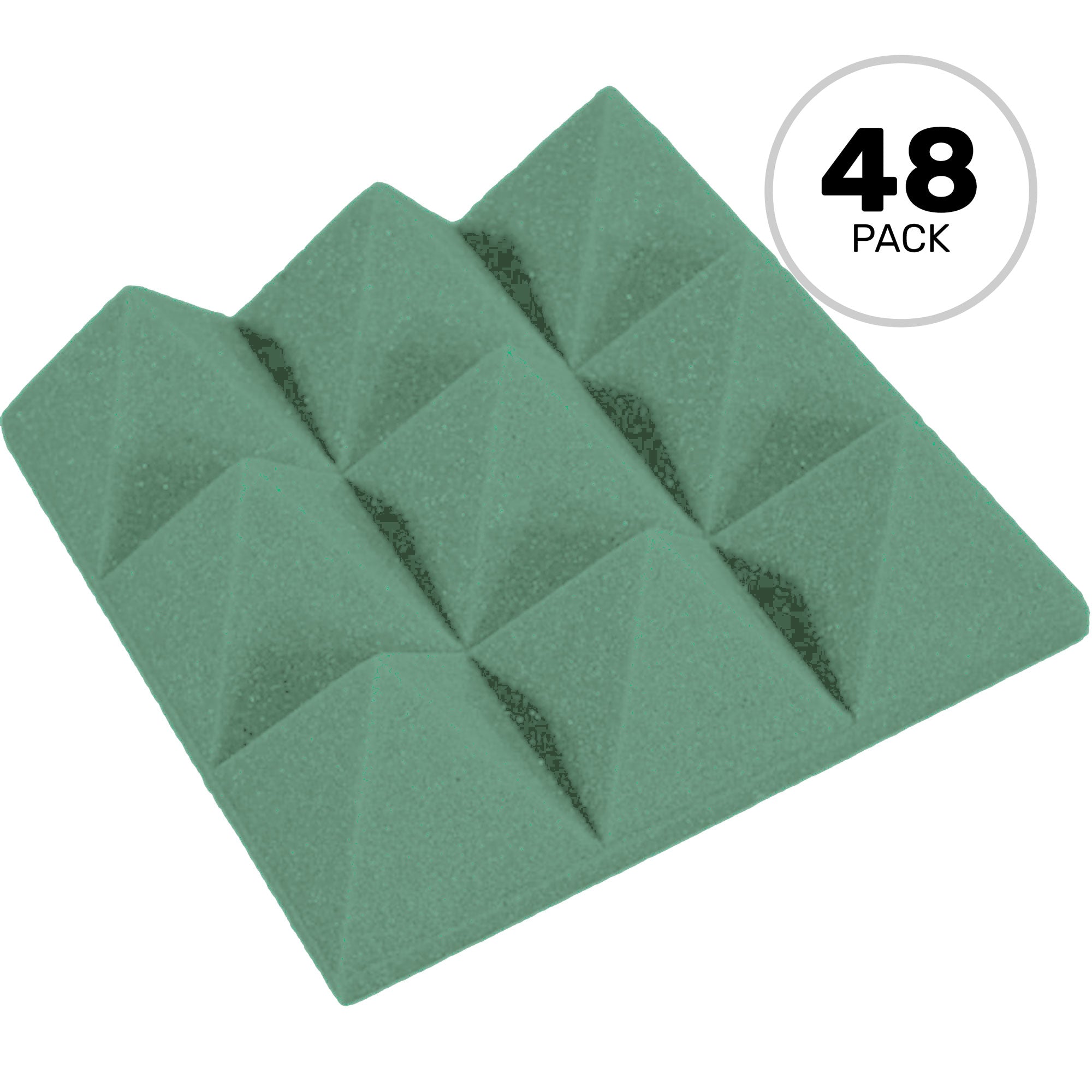 Performance Audio 12" x 12" x 4" Pyramid Acoustic Foam Tile (Forest Green, 48 Pack)