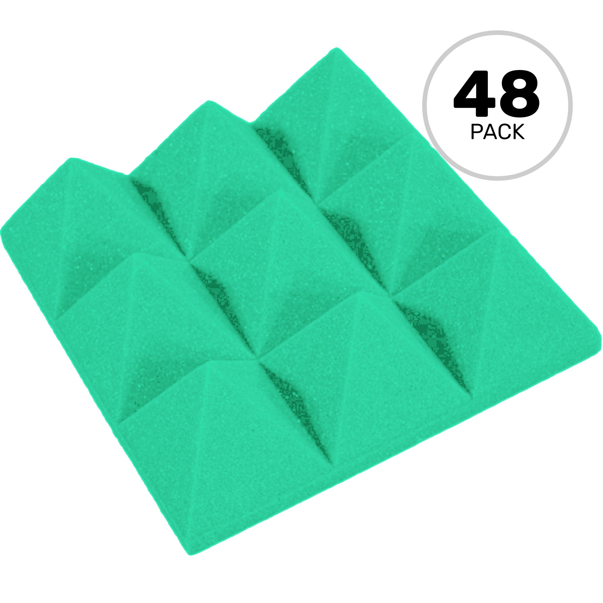 Performance Audio 12" x 12" x 4" Pyramid Acoustic Foam Tile (Kelly Green, 48 Pack)