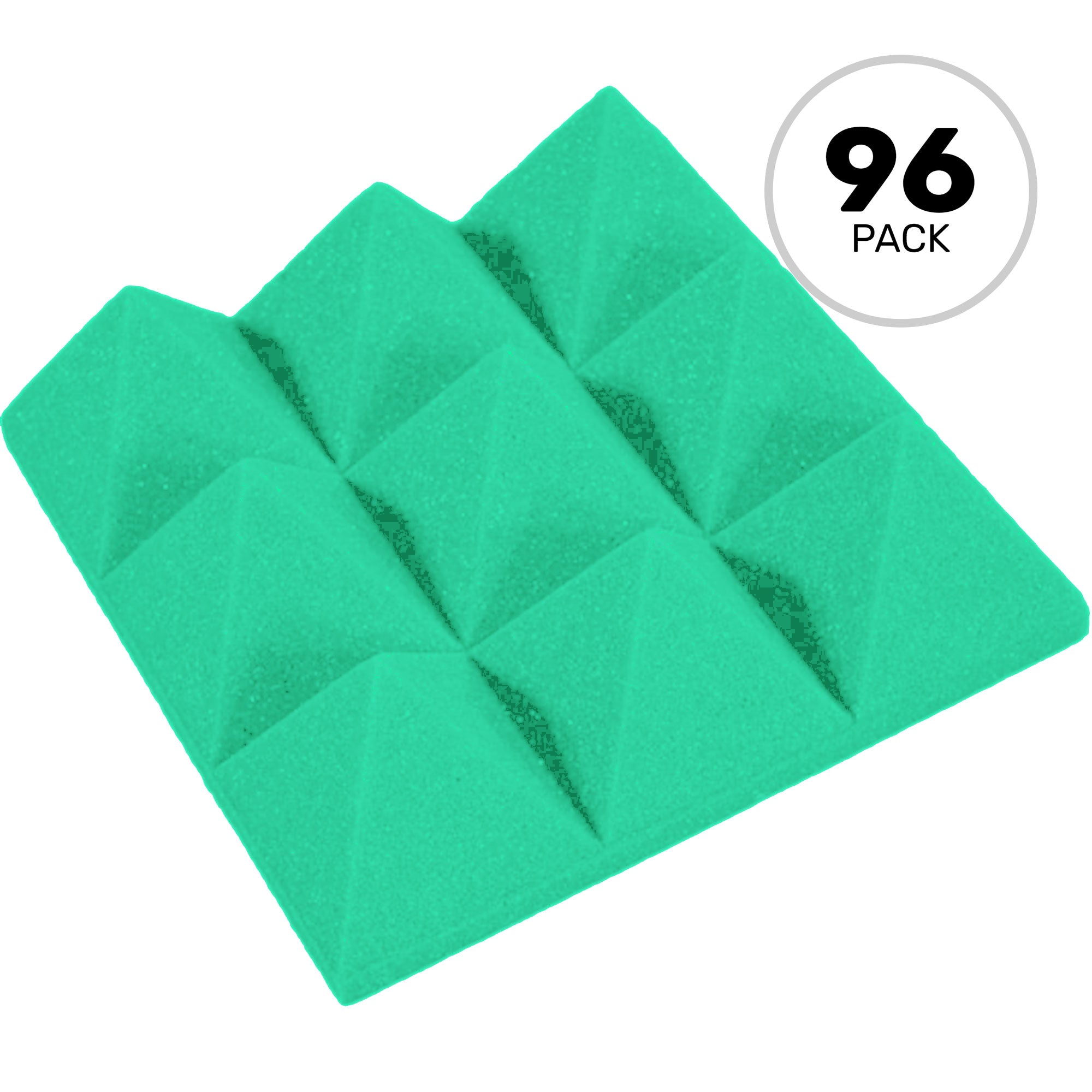 Performance Audio 12" x 12" x 4" Pyramid Acoustic Foam Tile (Kelly Green, 96 Pack)