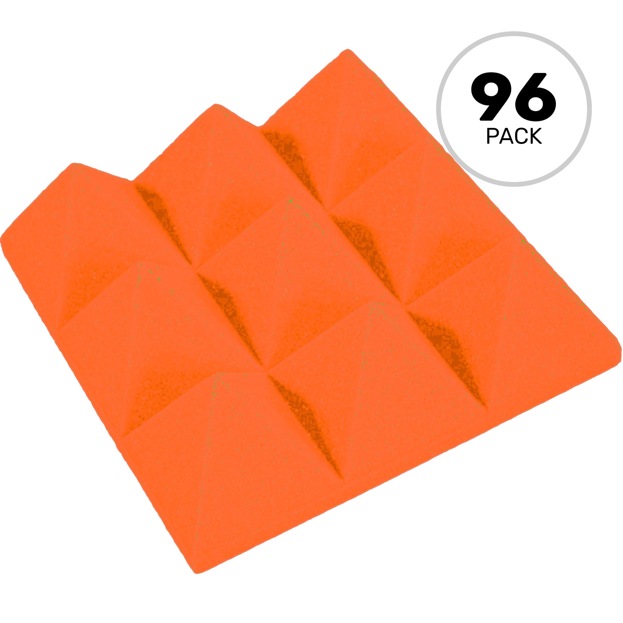 Performance Audio 12" x 12" x 4" Pyramid Acoustic Foam Tile (Orange, 96 Pack)