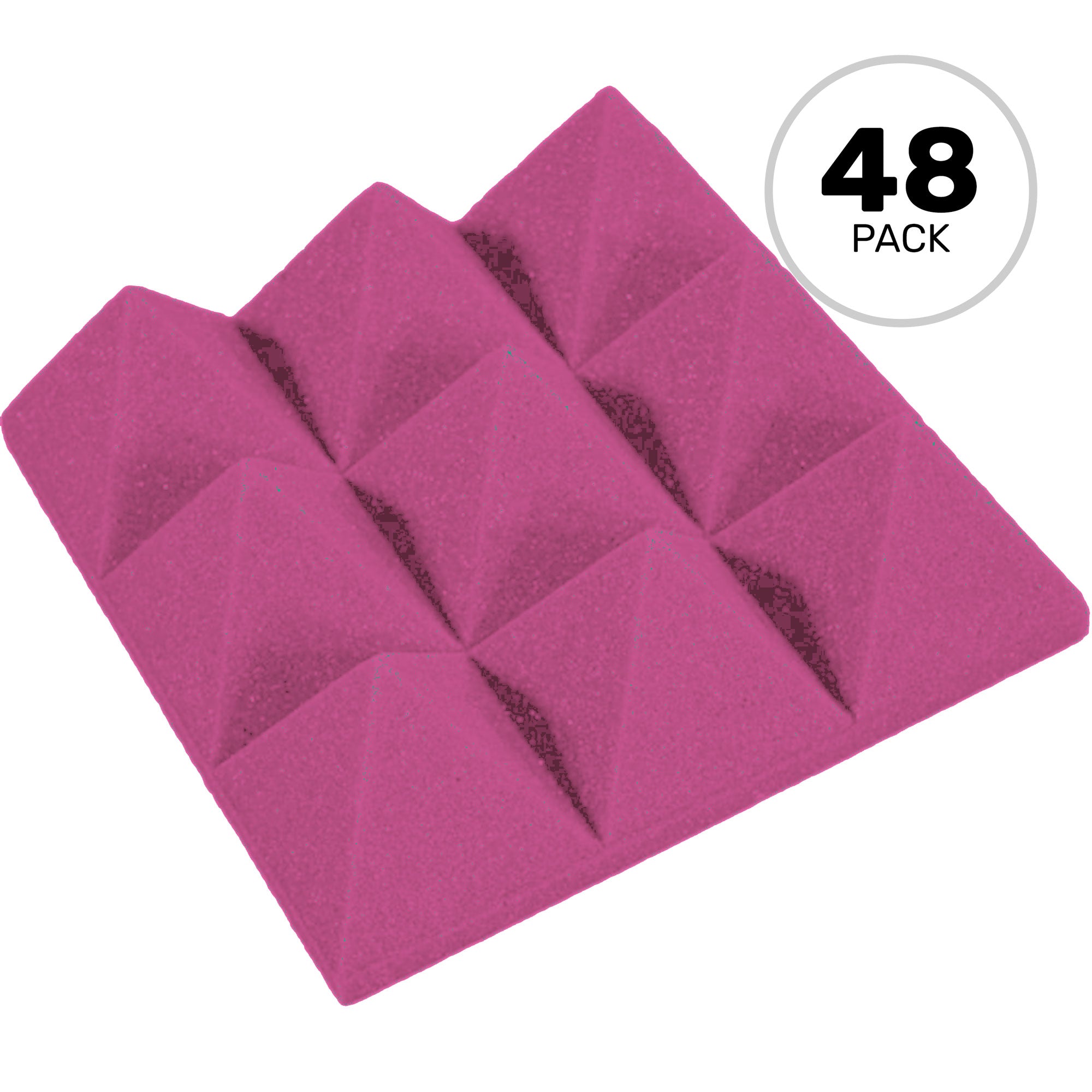 Performance Audio 12" x 12" x 4" Pyramid Acoustic Foam Tile (Plum, 48 Pack)