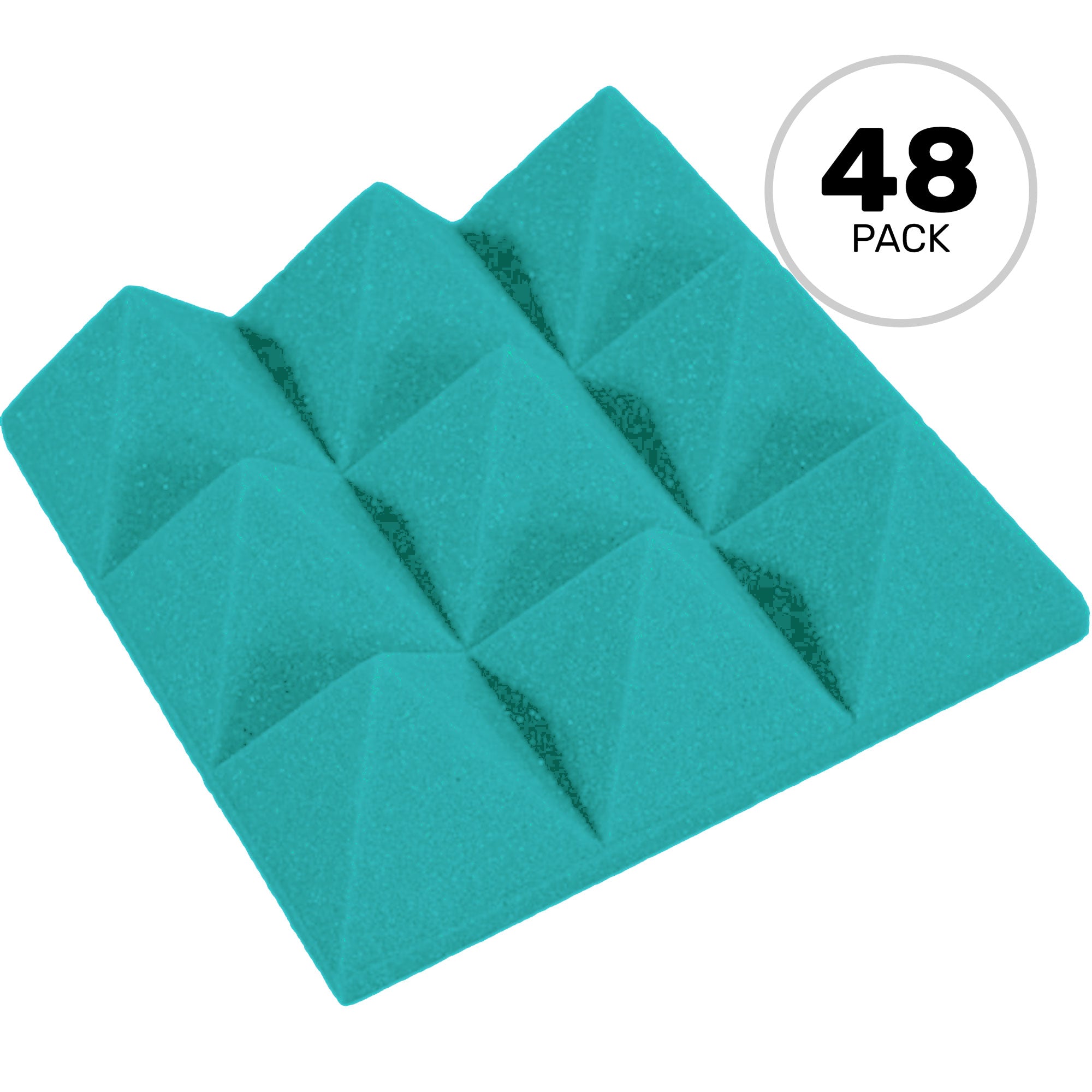 Performance Audio 12" x 12" x 4" Pyramid Acoustic Foam Tile (Teal, 48 Pack)