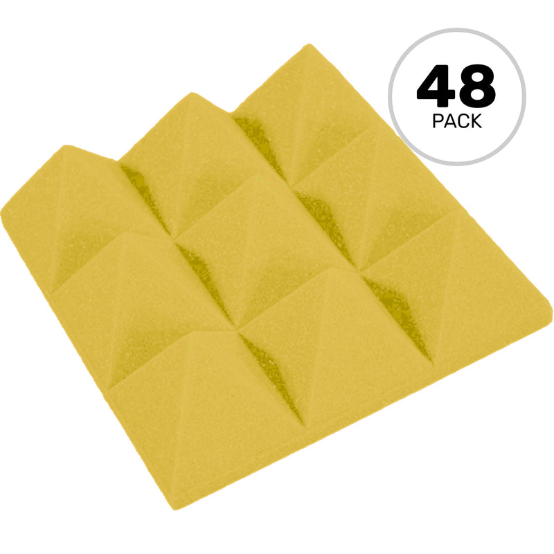 Performance Audio 12" x 12" x 4" Pyramid Acoustic Foam Tile (Yellow, 48 Pack)