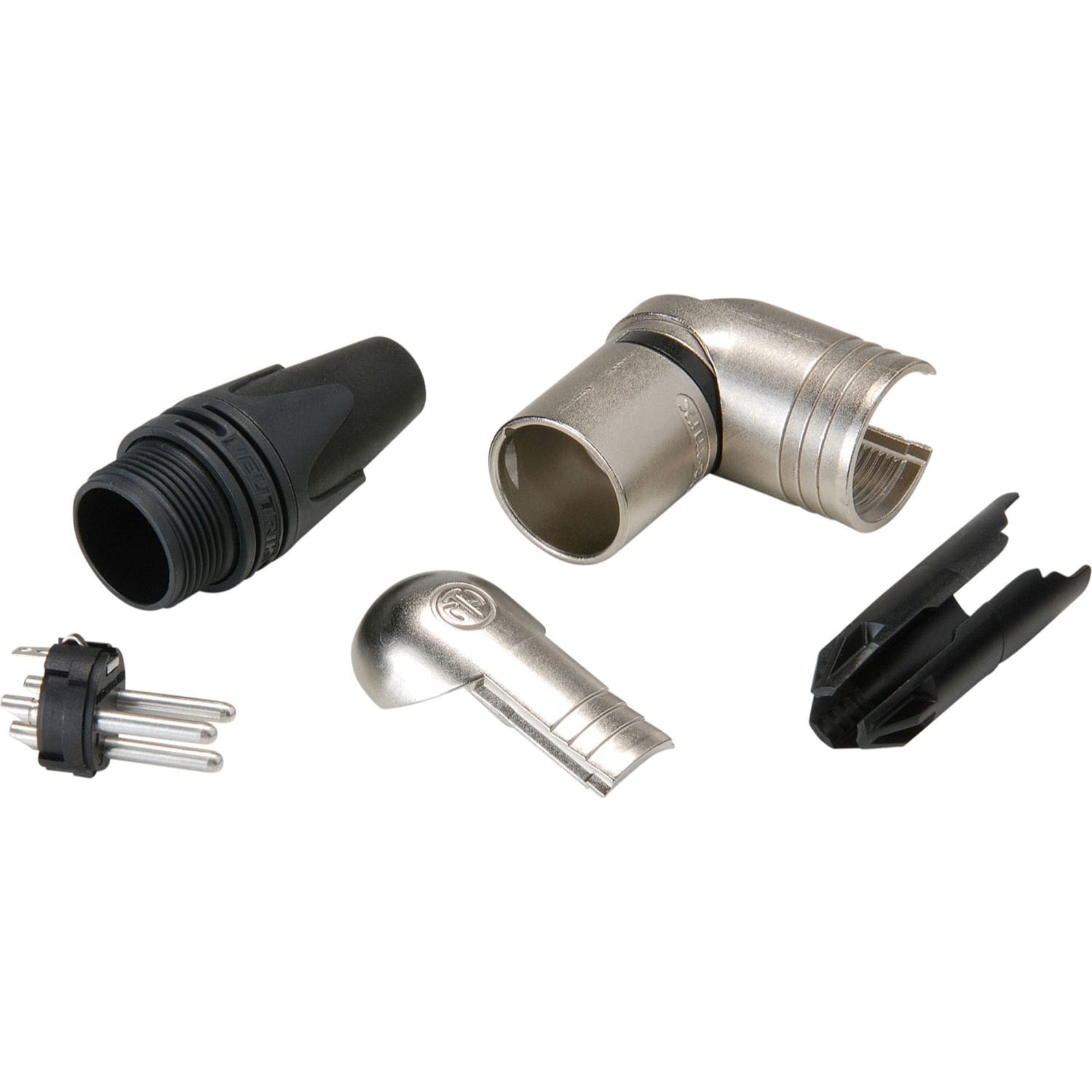 Neutrik NC3MRX Male Right Angle 3-Pin XLR Cable Connector (Nickel/Silver, Box of 50)