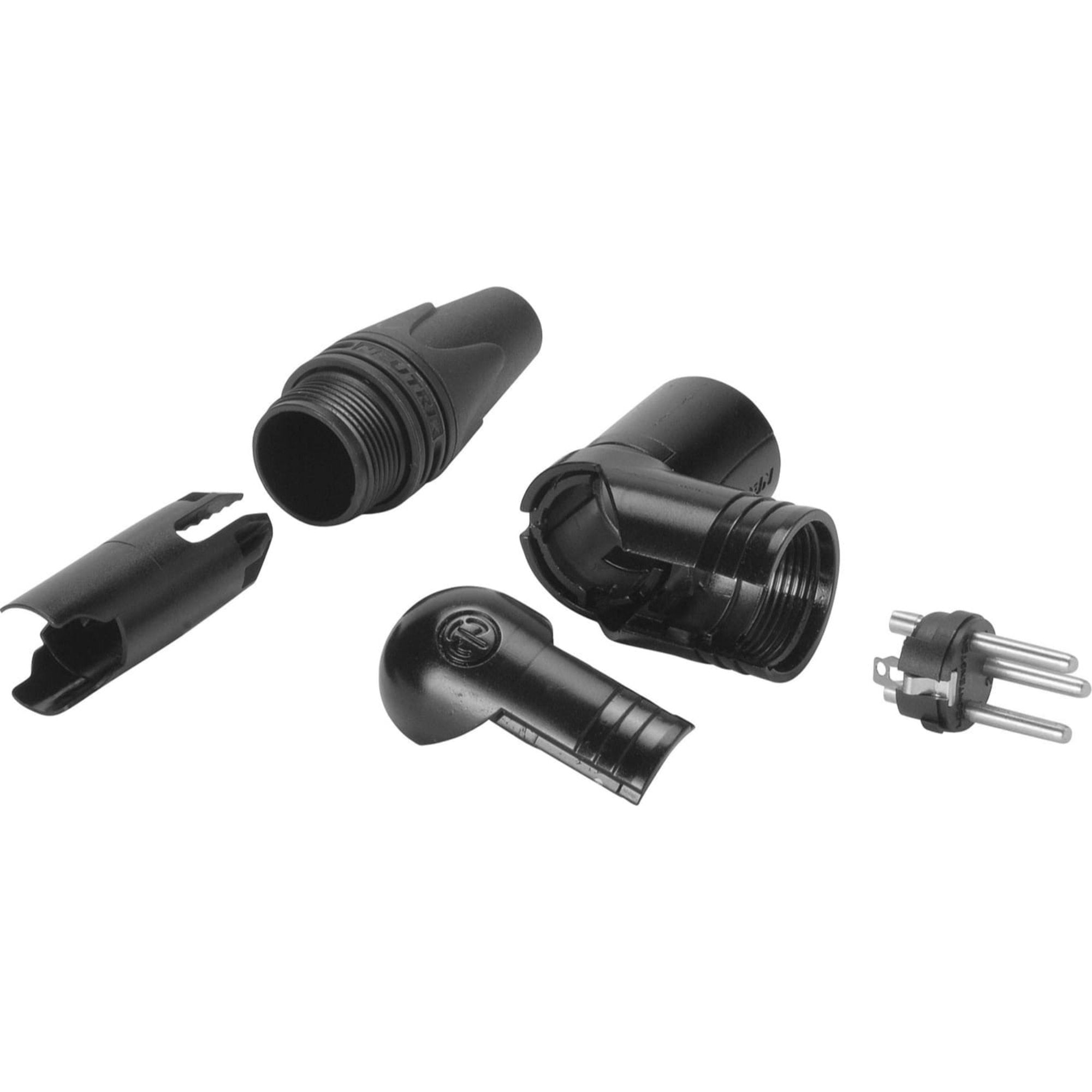 Neutrik NC3MRX-BAG Male Right Angle 3-Pin XLR Cable Connector (Black/Silver, Box of 50)