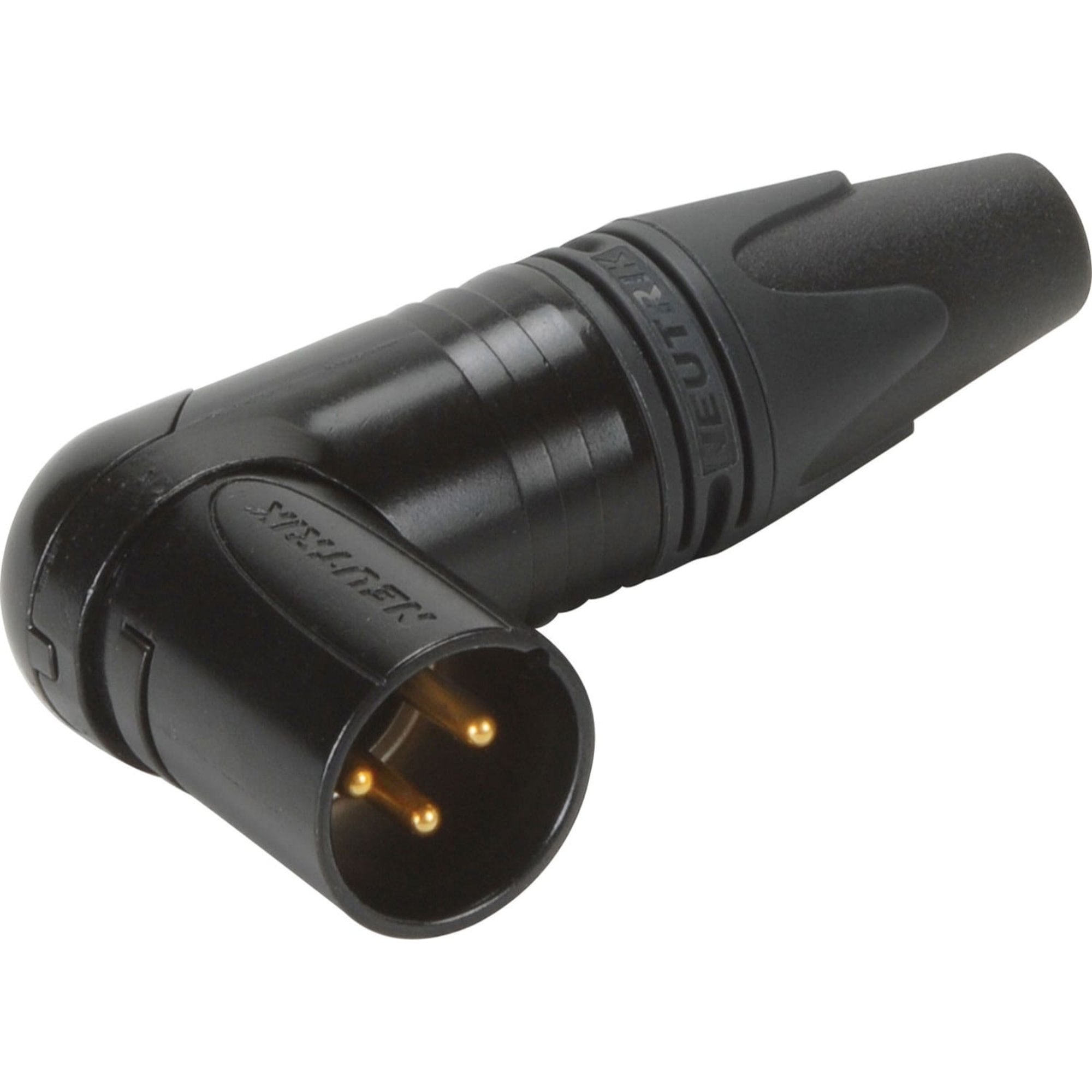 Neutrik NC3MRX-B Male Right Angle 3-Pin XLR Cable Connector (Black/Gold, Box of 50)