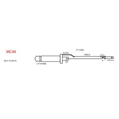 Lectrosonics MC44 Adapter Cable, 37" Male 1/4" Mono Plug to Male Locking Micro Plug