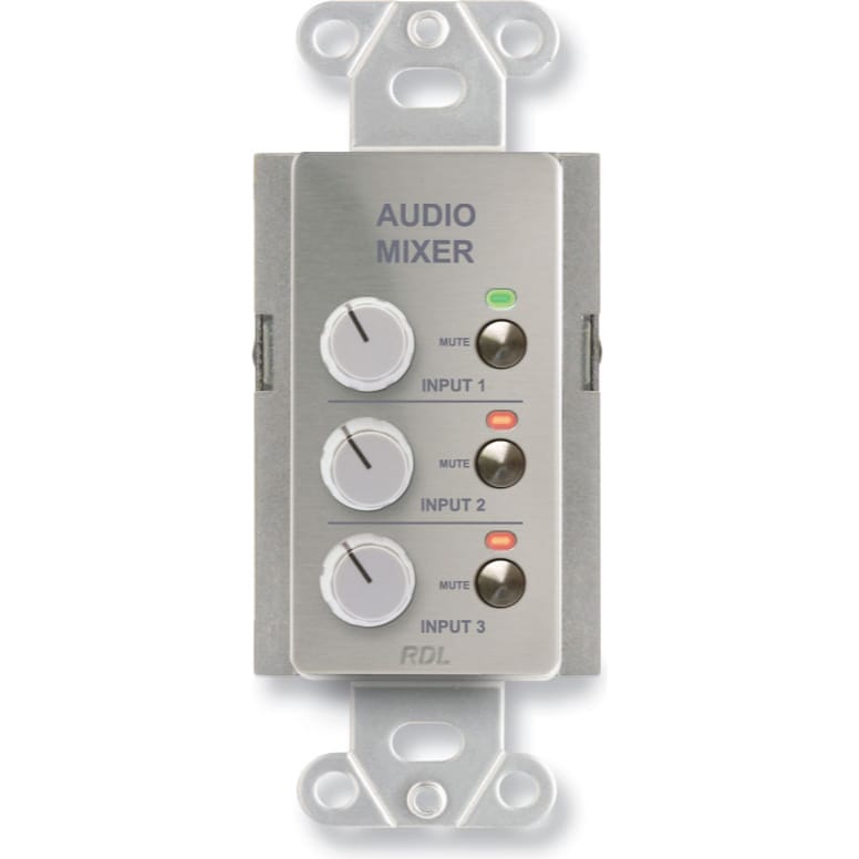 RDL DS-RC3M Remote Audio Mixing Control with Muting on Decora Plate (Stainless Steel)