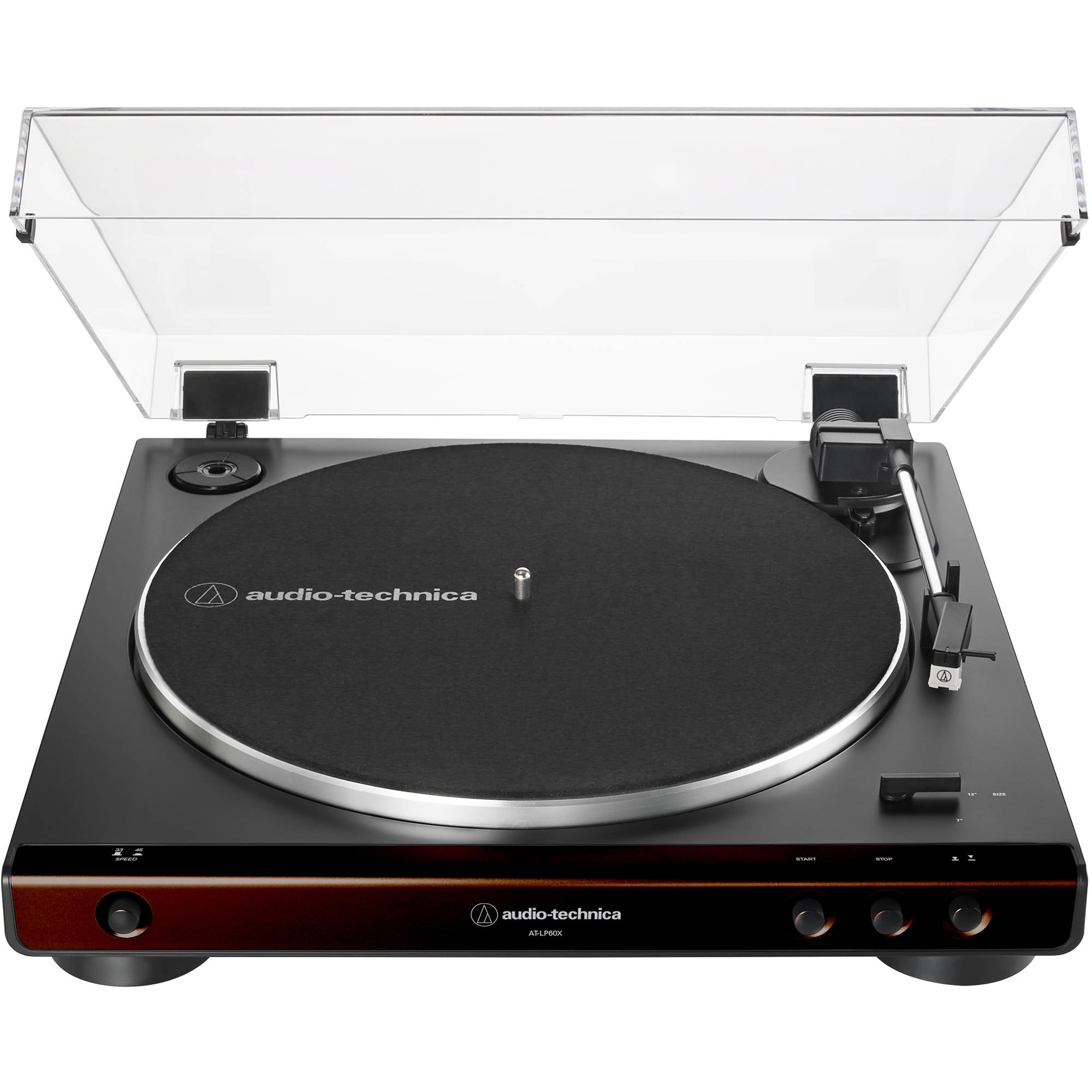 Audio-Technica AT-LP60X Fully Automatic Belt-Drive Turntable (Brown & Black)