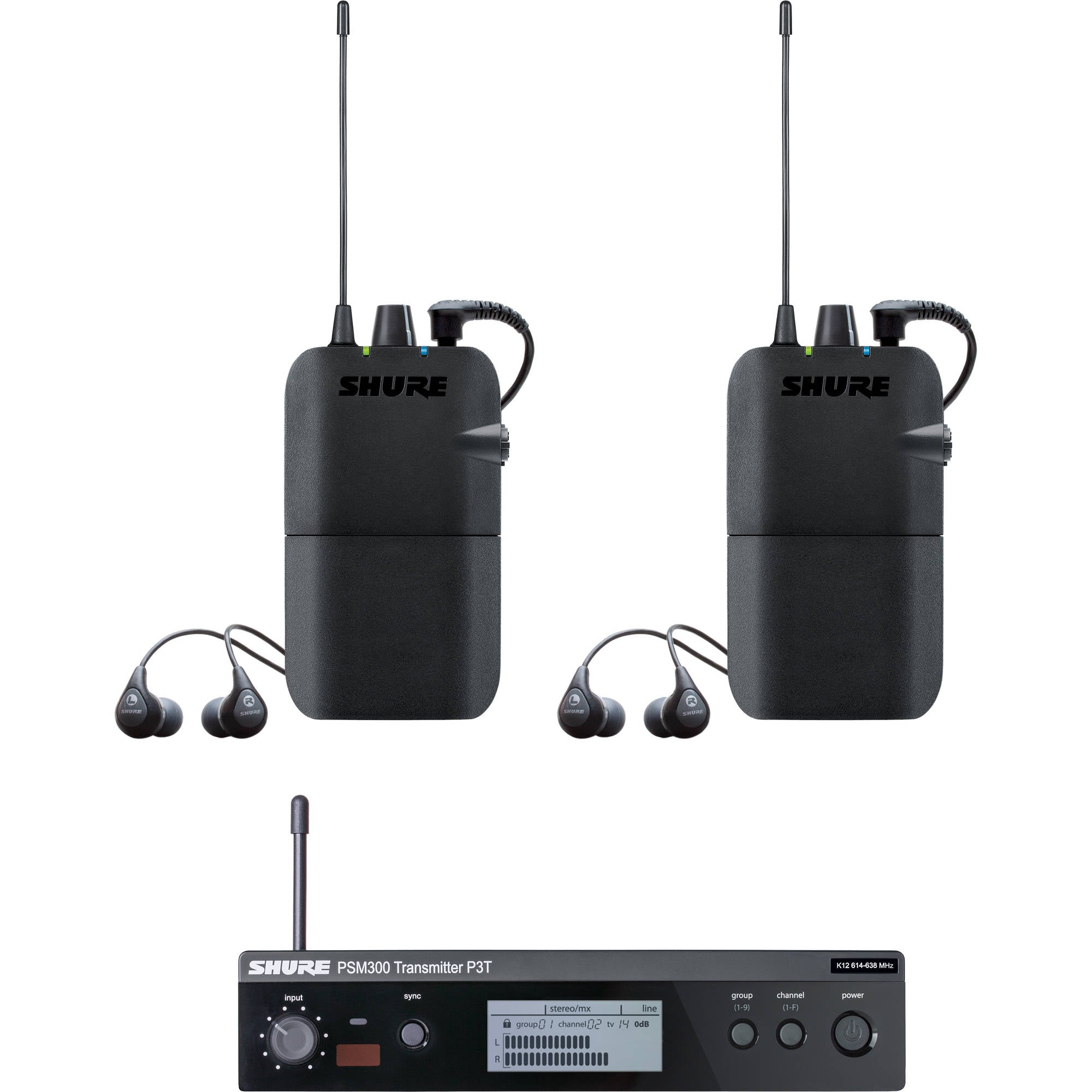 Shure P3TR112TW PSM300 Twin-Pack Pro Wireless In-Ear Monitor Kit (J13: 566-590 MHz)