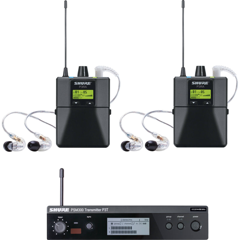 Shure P3TRA215TWP PSM300 Twin-Pack Pro Wireless In-Ear Monitor Kit (J13: 566-590 MHz)