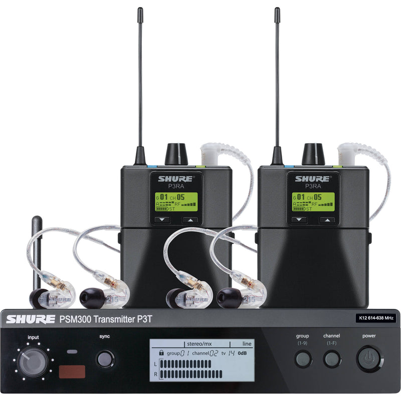 Shure P3TRA215TWP PSM300 Twin-Pack Pro Wireless In-Ear Monitor Kit (H20: 518-542 MHz)