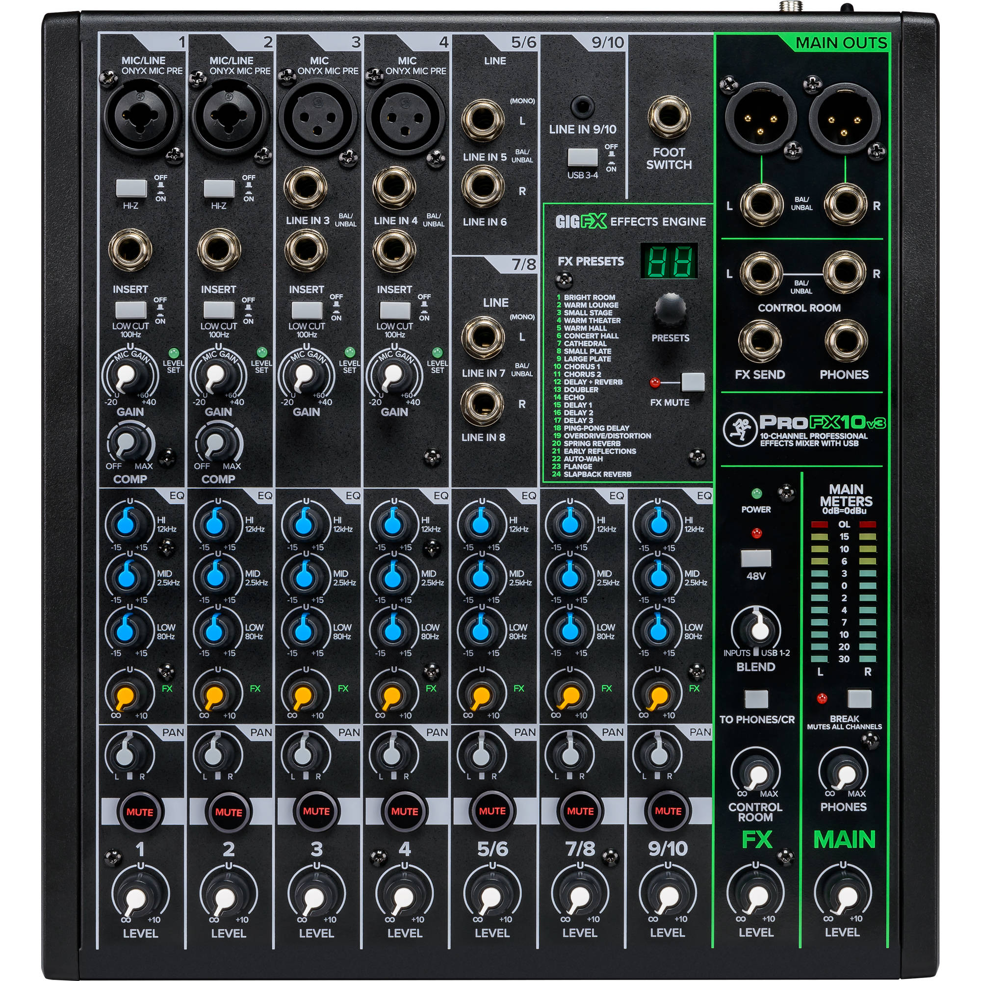 Mackie ProFX10v3 10-Channel Professional Effects Mixer with USB