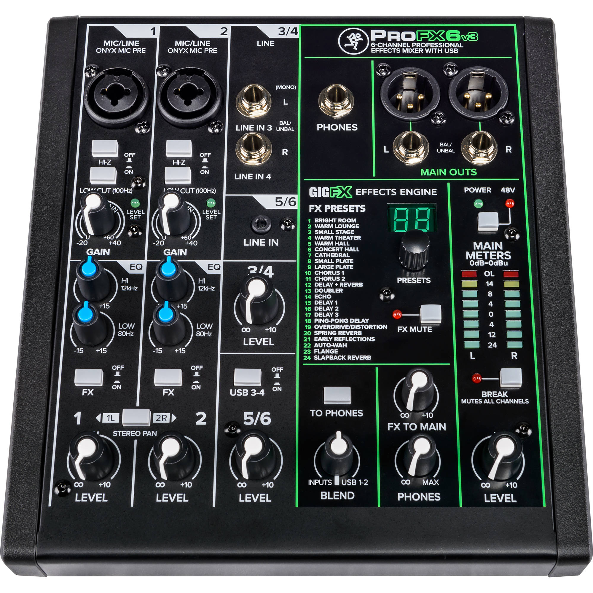 Mackie ProFX6v3 6-Channel Professional Effects Mixer with USB