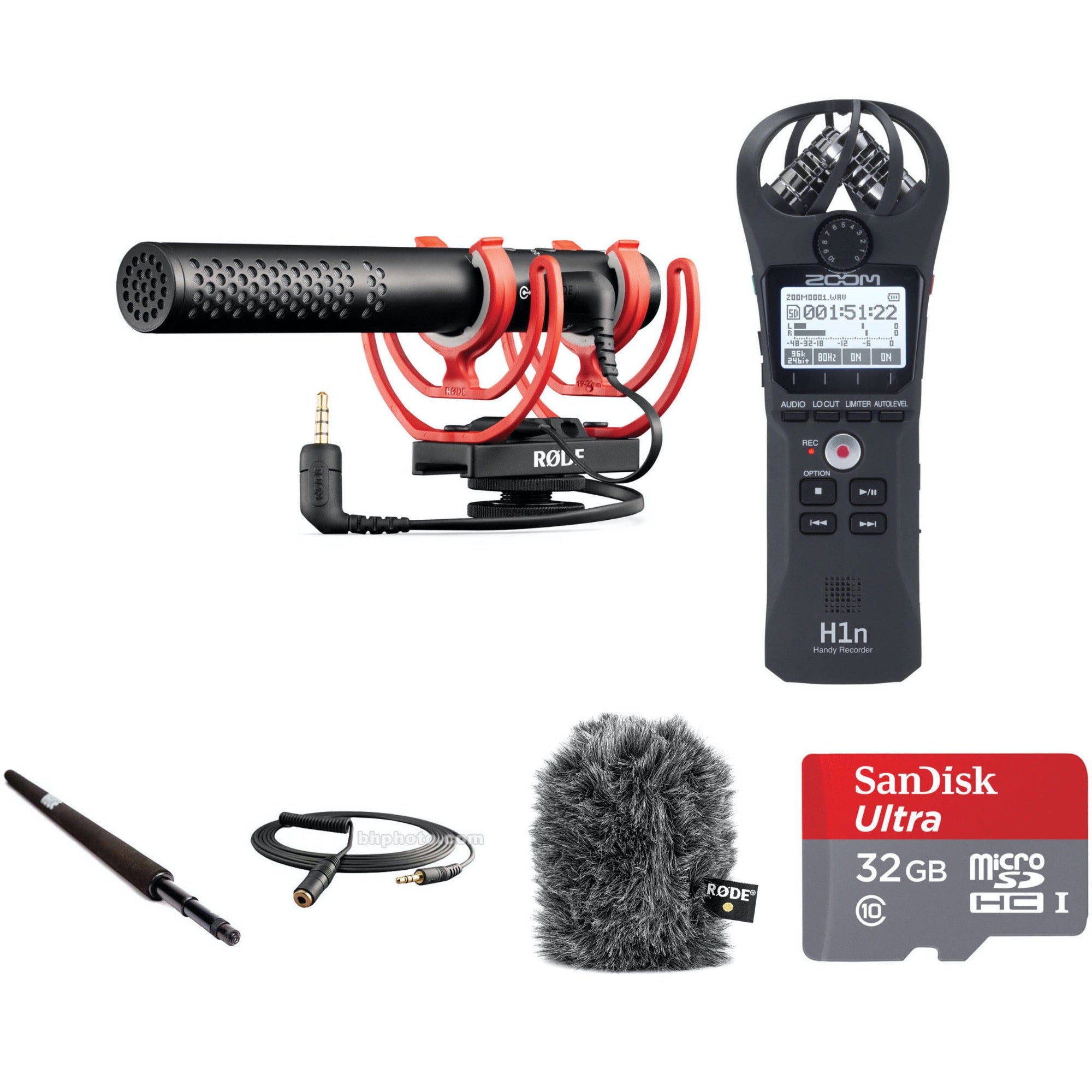 Rode VideoMic NTG Shotgun Microphone Kit with Boompole, Recorder and Accessories