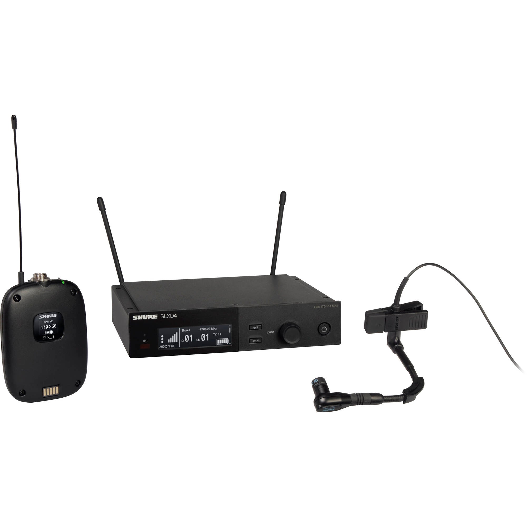 Shure SLXD14/98H Digital Wireless Cardioid Instrument Microphone System (H55: 514-558 MHz)