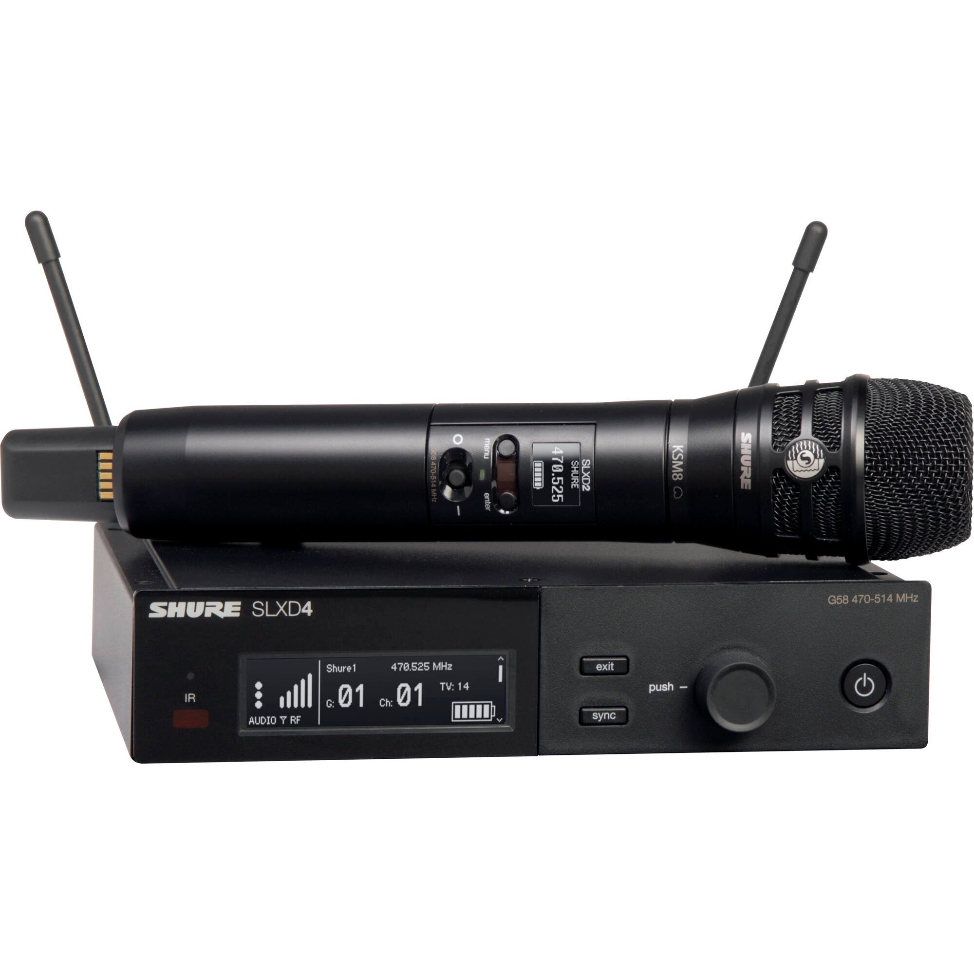 Shure SLXD24/K8B Digital Wireless KSM8 Handheld Microphone System (J52: 558-616 MHz)
