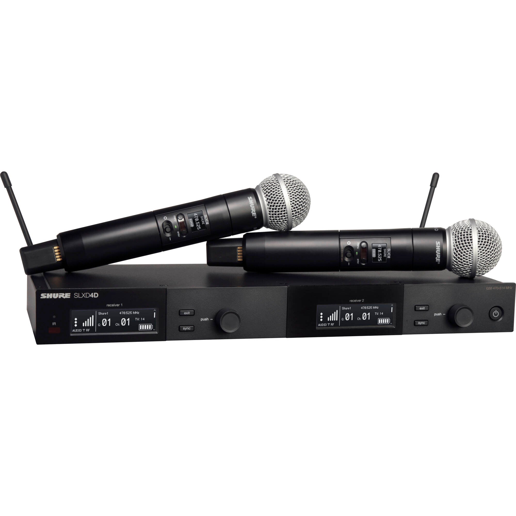 Shure SLXD24D/SM58 2-Channel Digital Wireless SM58 Handheld Mic System (J52: 558-616 MHz)