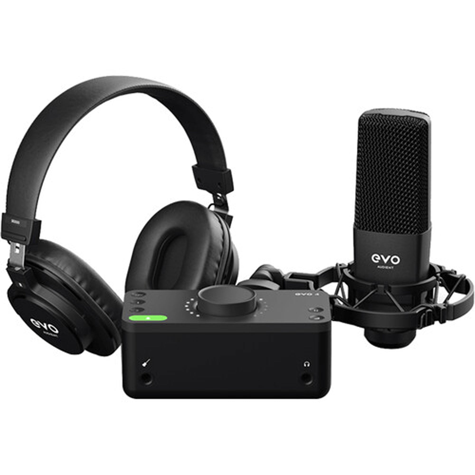 Audient EVO Start Recording Bundle with USB Audio Interface, Headphones, Mic, Shockmount, and Cable
