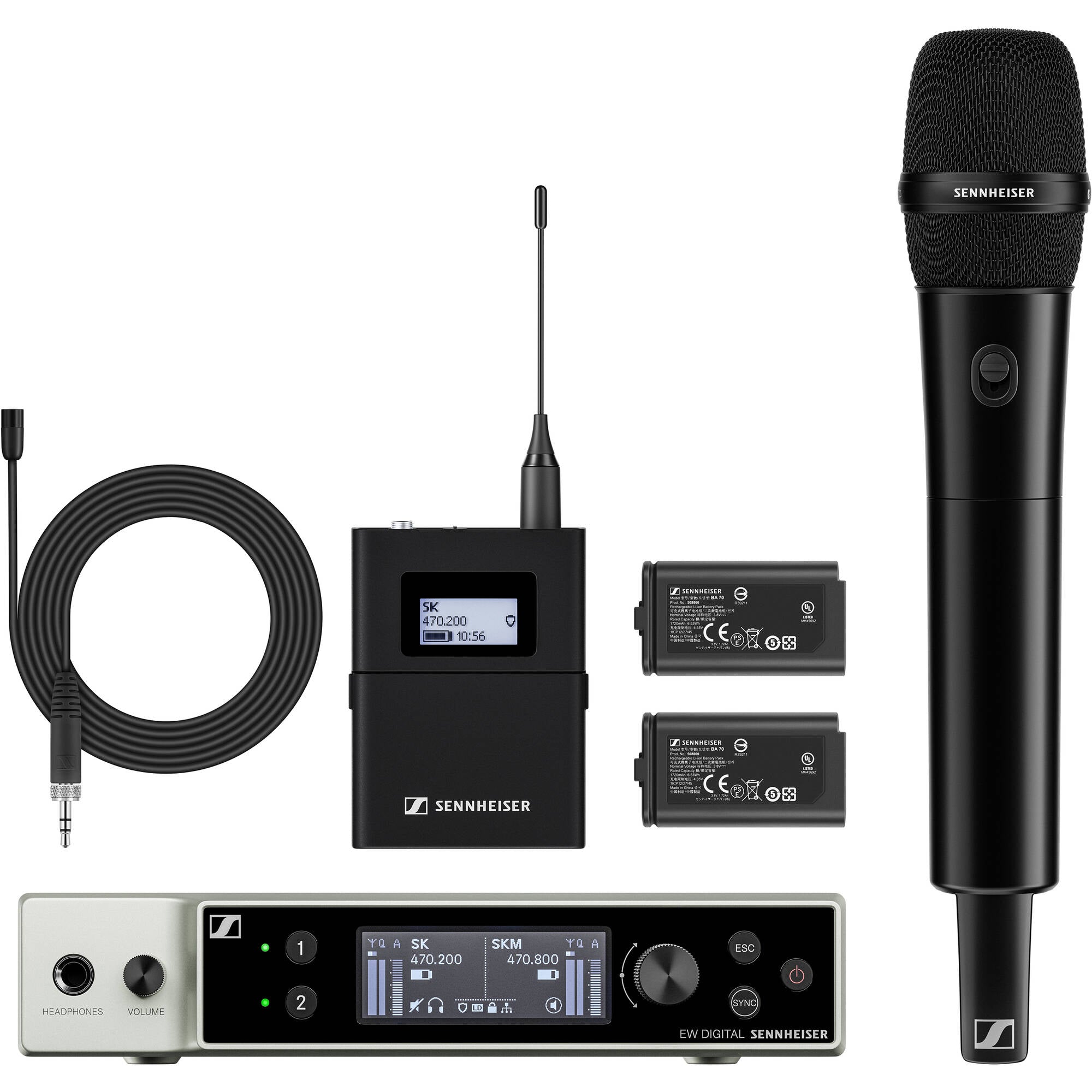 Sennheiser EW-DX MKE 2-835-S SET Dual-Channel Combo Wireless Mic System (Q1-9: 470-550 MHz)