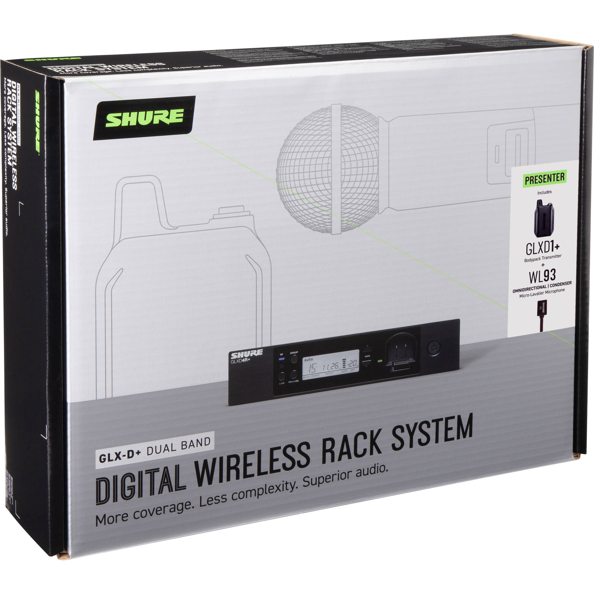 Shure GLXD14R+ Dual-Band Omni Wireless Presenter Rack System (Z3: 2.4, 5.8 GHz)