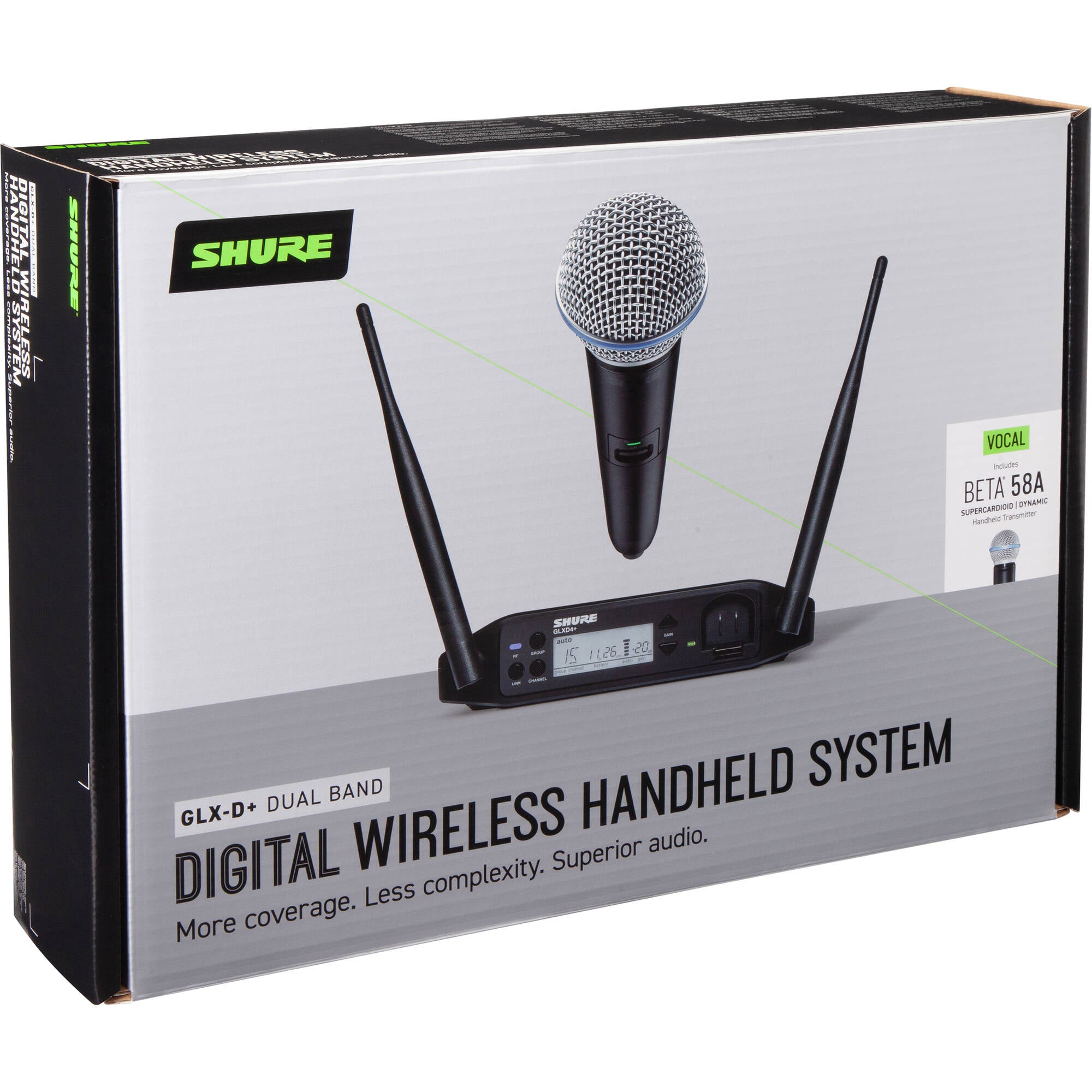 Shure GLXD24+ Dual-Band Wireless Vocal System with BETA 58A Microphone (Z3: 2.4, 5.8 GHz)