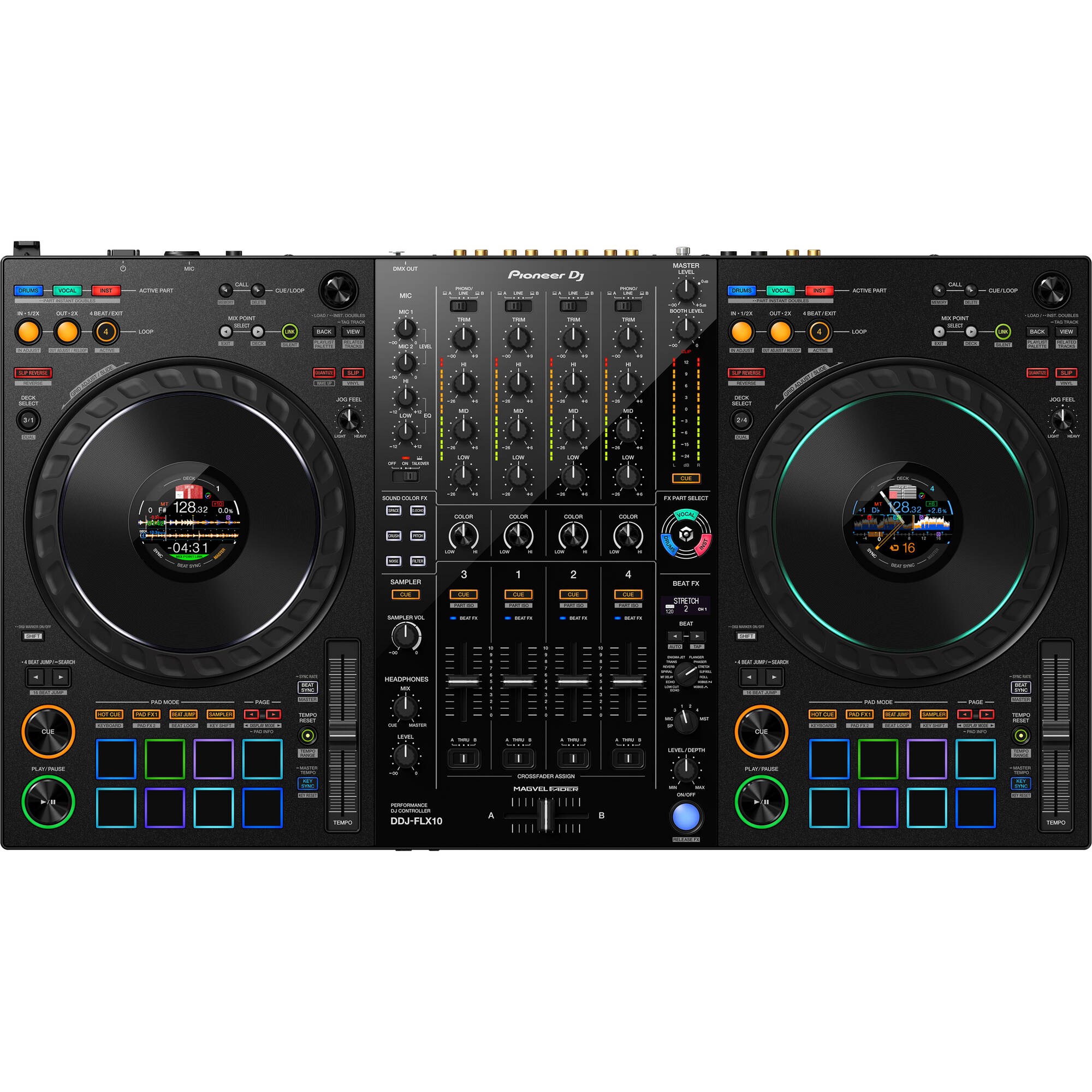 Pioneer DJ DDJ-FLX10 4-Channel DJ Controller for rekordbox and Serato DJ Pro (Black)