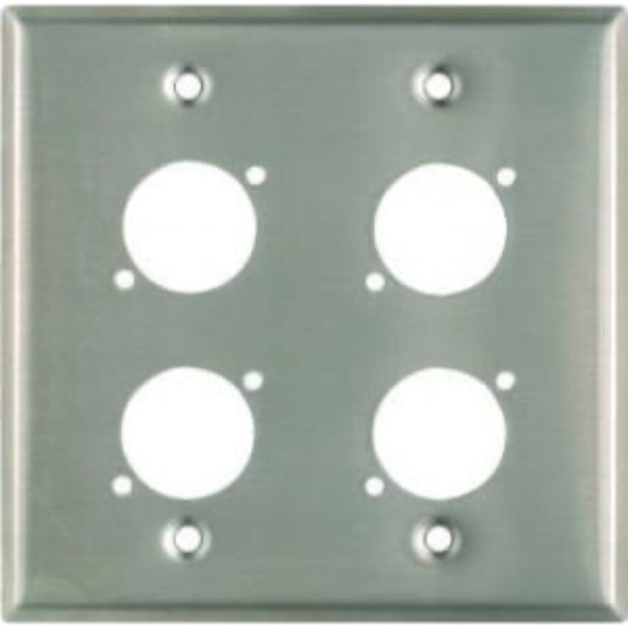 Whirlwind WP2/4NDH 2-Gang Wall Plate Punched for 4 Neutrik XLR Connectors (Stainless Steel)