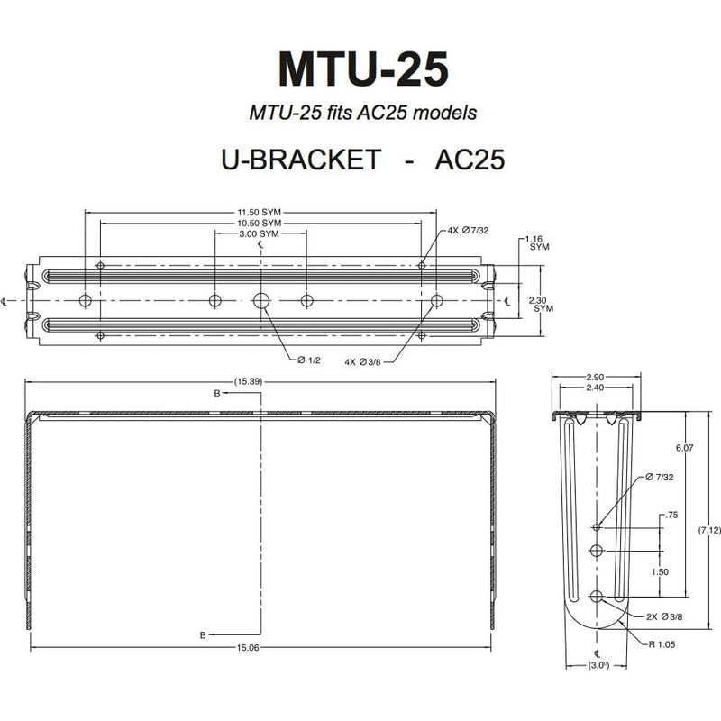 JBL MTU-25 U-Bracket For Model AC25 (Black)