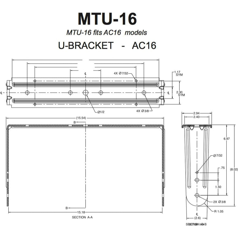 JBL MTU-16 U-Bracket For Model AC16 (Black)
