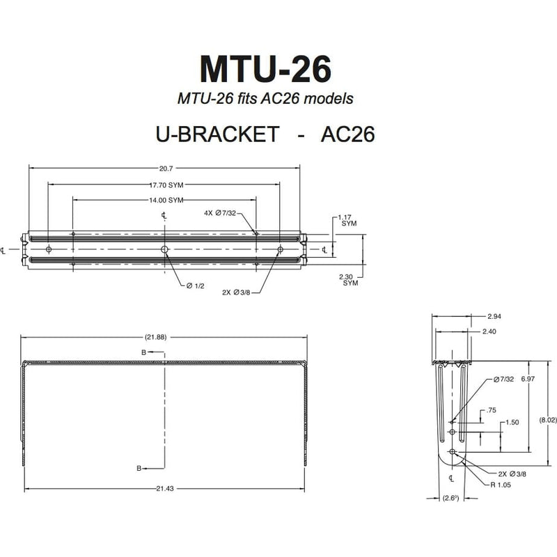 JBL MTU-26 U-Bracket For Model AC26 (Black)
