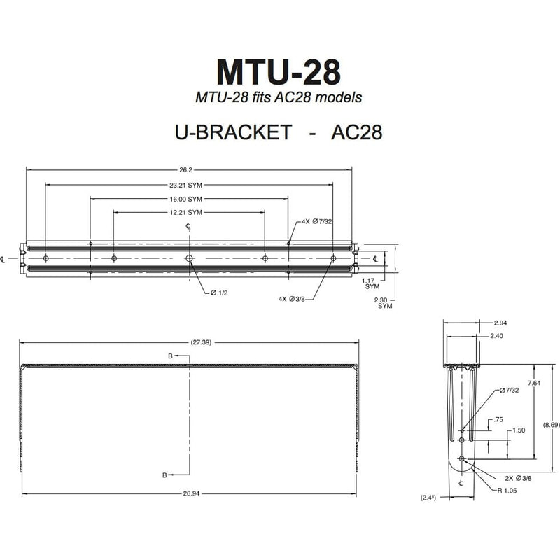 JBL MTU-28 U-Bracket For Models AC28/xx (Black)
