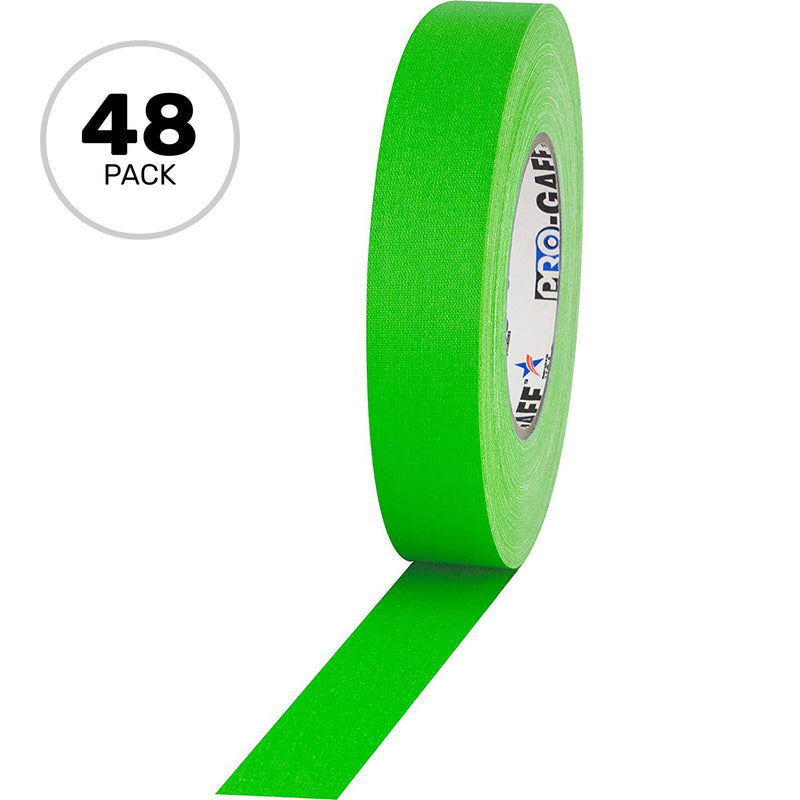 ProTapes Pro Gaff Premium Matte Cloth Gaffers Tape 1" x 50yds (Fluorescent Green, Case of 48)