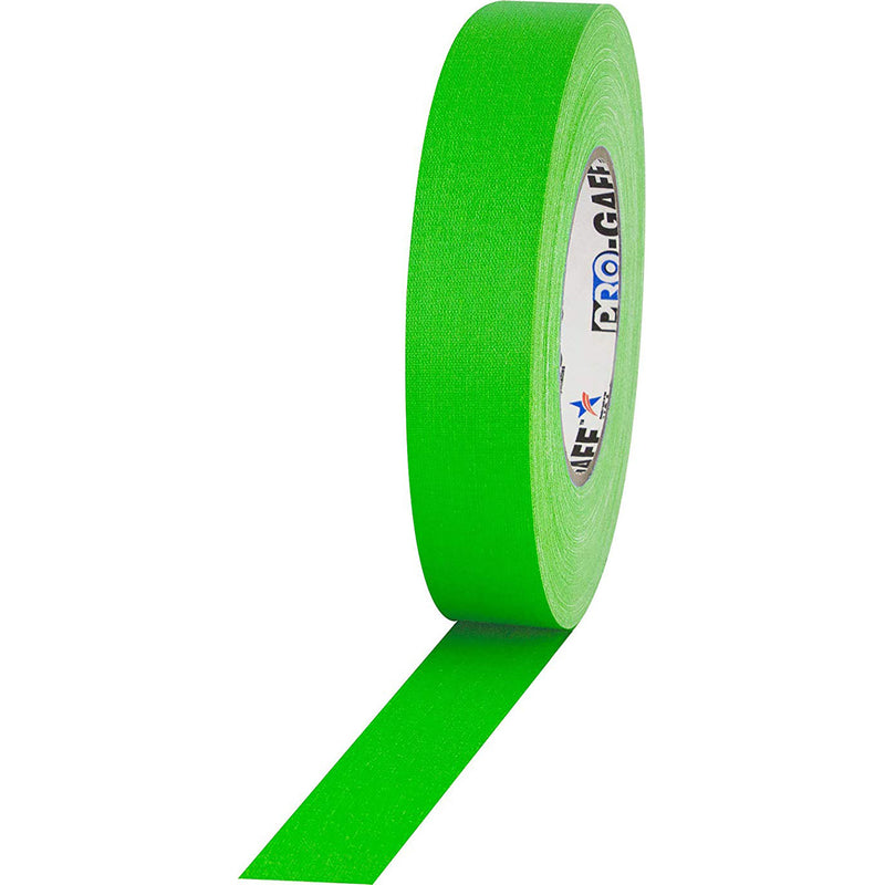 ProTapes Pro Gaff Premium Matte Cloth Gaffers Tape 1" x 50yds (Fluorescent Green, Case of 48)