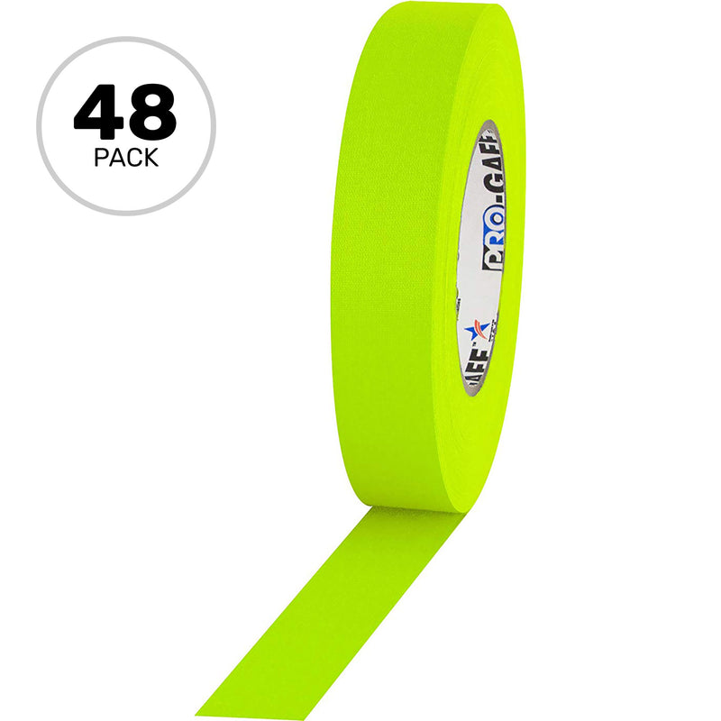 ProTapes Pro Gaff Premium Matte Cloth Gaffers Tape 1" x 50yds (Fluorescent Yellow, Case of 48)