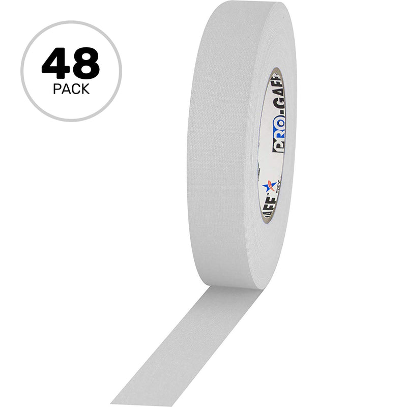 ProTapes Pro Gaff Premium Matte Cloth Gaffers Tape 1" x 55yds (White, Case of 48)