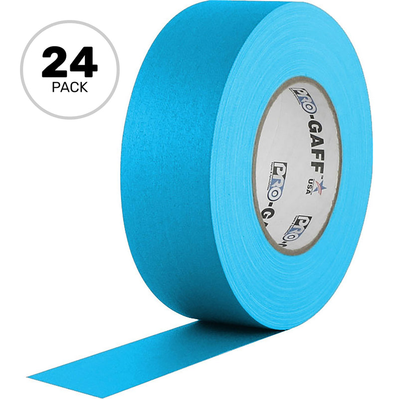 ProTapes Pro Gaff Premium Matte Cloth Gaffers Tape 2" x 50yds (Fluorescent Blue, Case of 24)