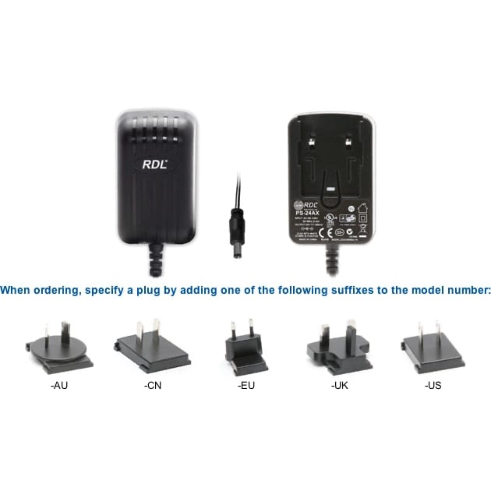 RDL PS-24AX 24 Vdc Switching Power Supply (Specify Plug)