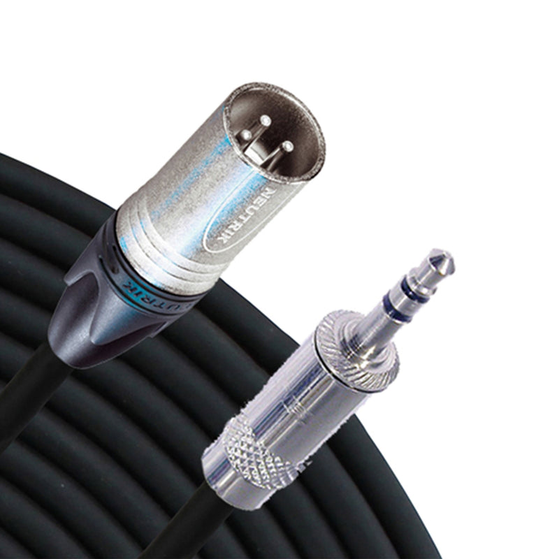 RapcoHorizon NSUM-15MN1 3.5mm TRS Male to 3-Pin XLR Male Summing Stereo to Mono Cable (15')