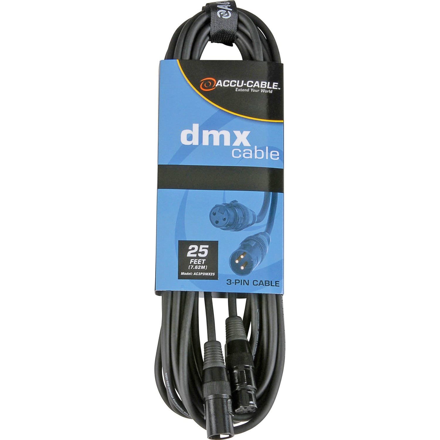 American DJ Accu-Cable AC3PDMX25 3-Pin DMX Cable (25')